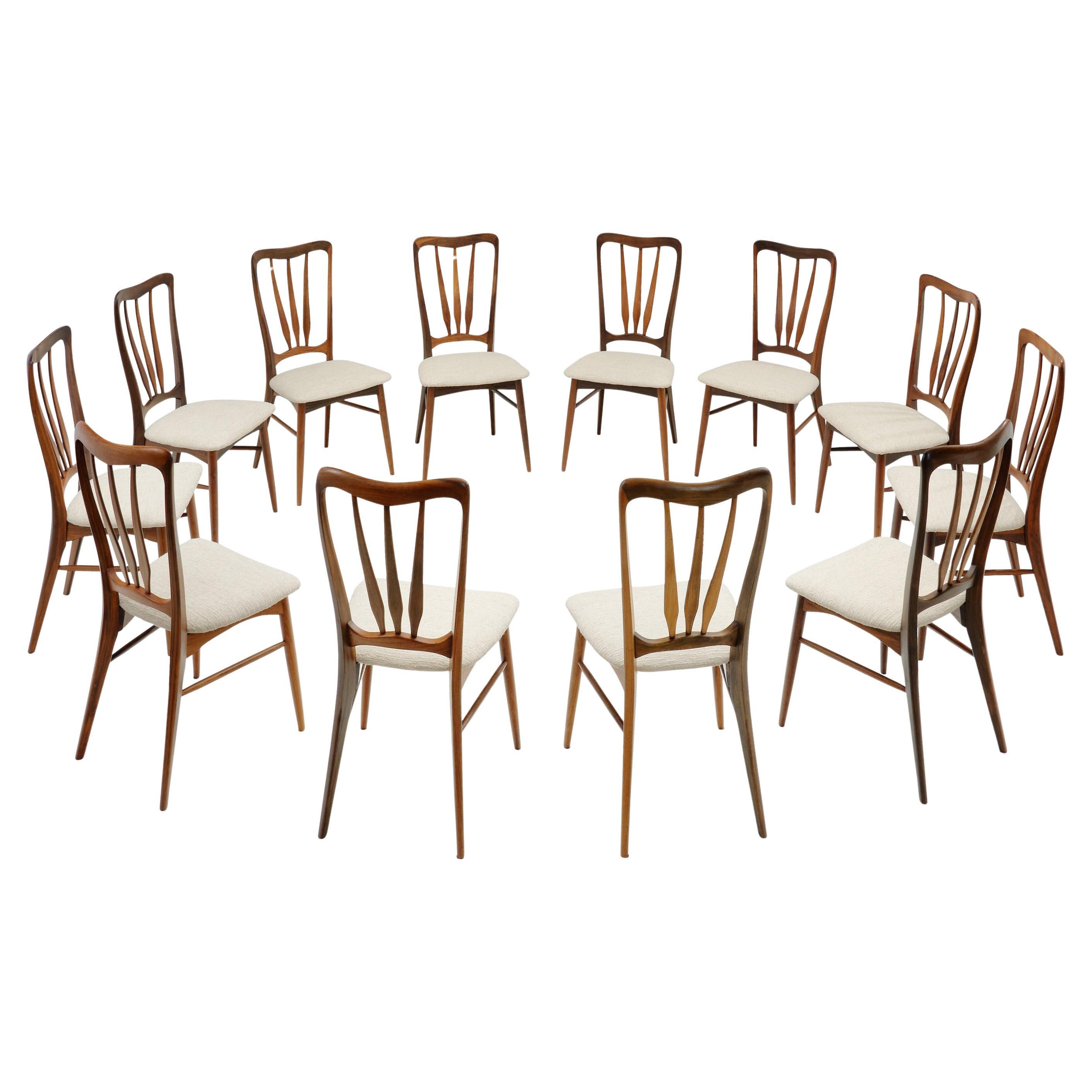 Twelve "Ingrid" Chairs by Niels Koefoed for Koefoed Møbelfabrik, Denmark 1960s For Sale