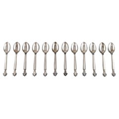 Twelve Large Georg Jensen Acanthus Teaspoons in Sterling Silver