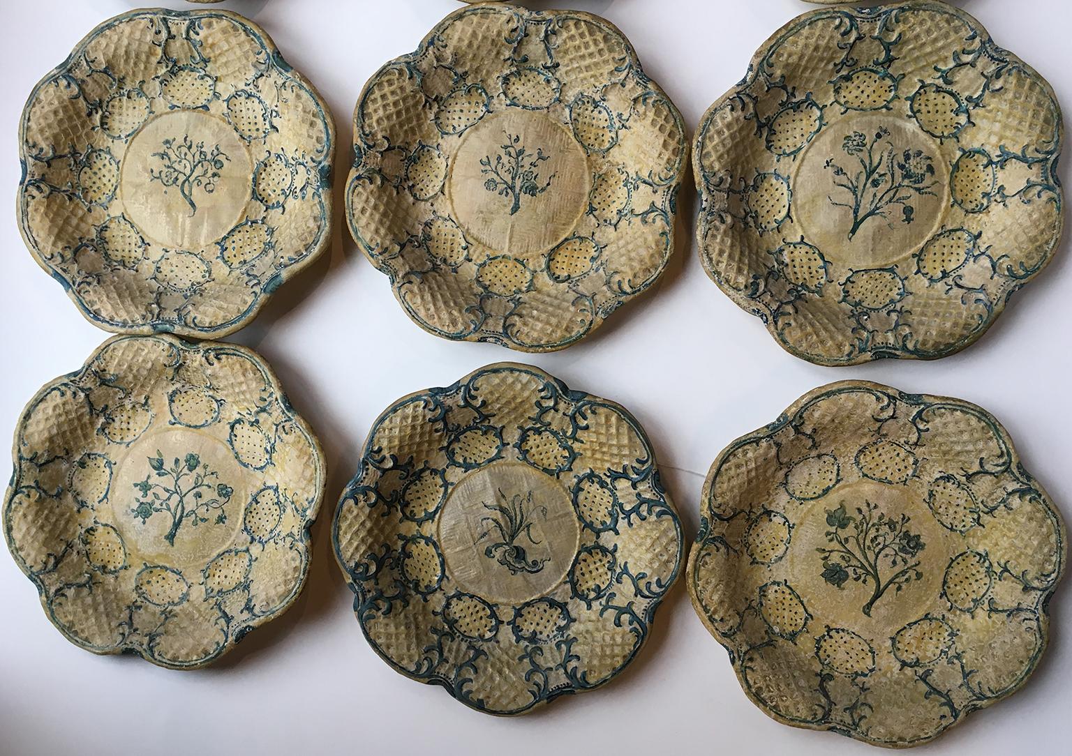 Molded Twelve Late 18th Century Italian Papier Mâché Dishes, circa 1780