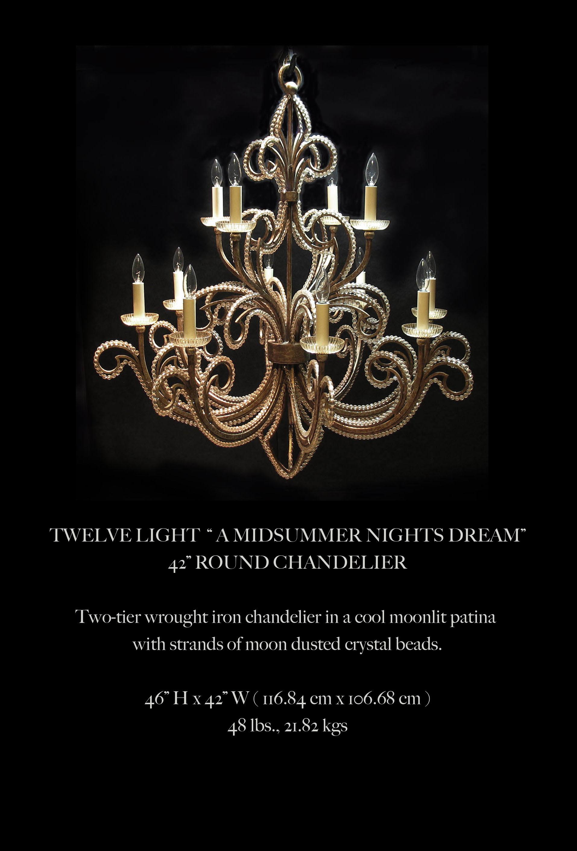 Wrought Iron Twelve Light 'A Midsummer Nights Dream', Chandelier For Sale