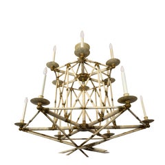 Twelve Light Bamboo Brûlé Chandelier by David Duncan Studio