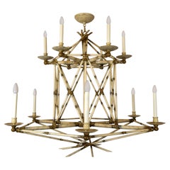 Twelve Light Bamboo Brûlé Chandelier by David Duncan Studio