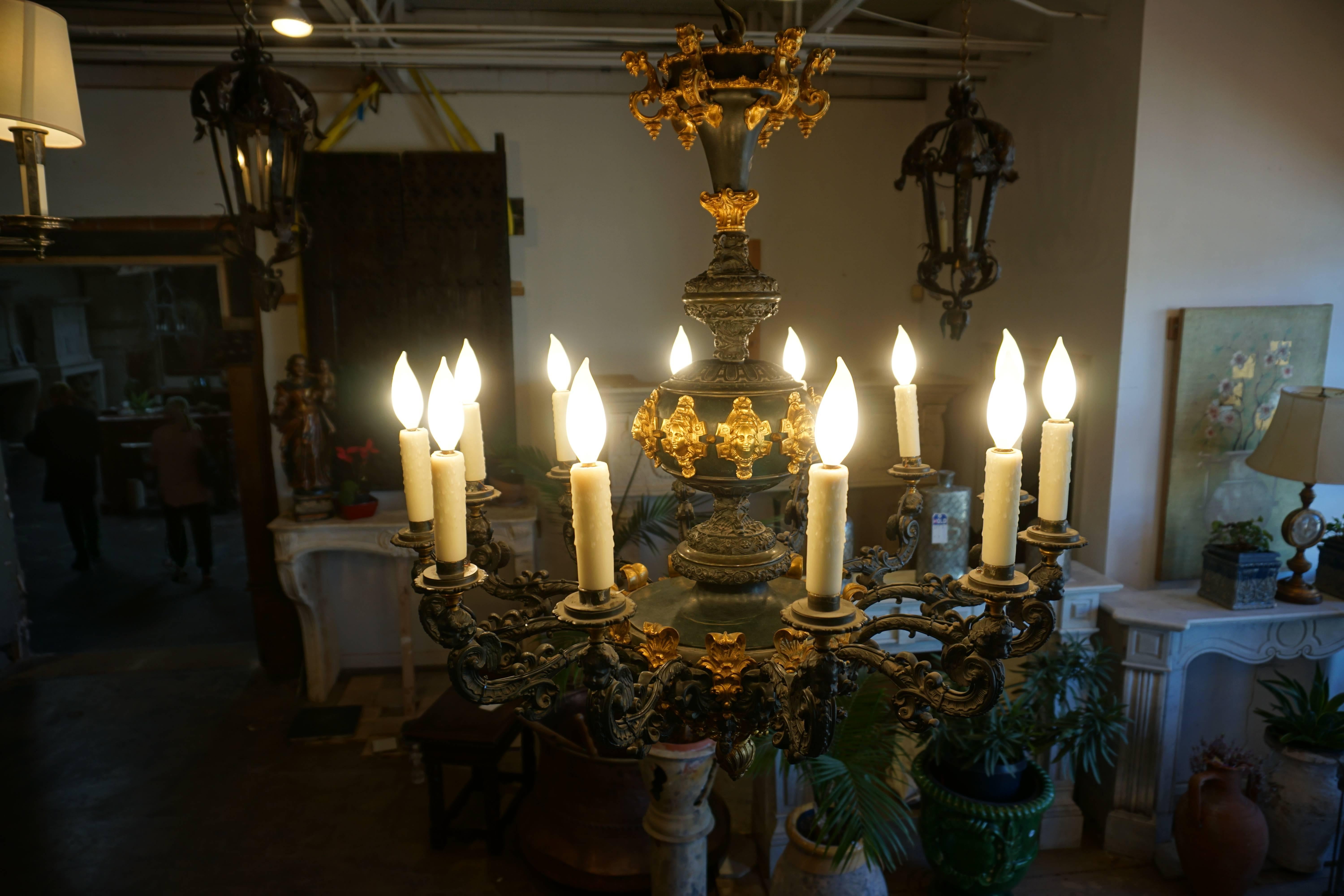French Twelve-Light Baroque Chandelier For Sale