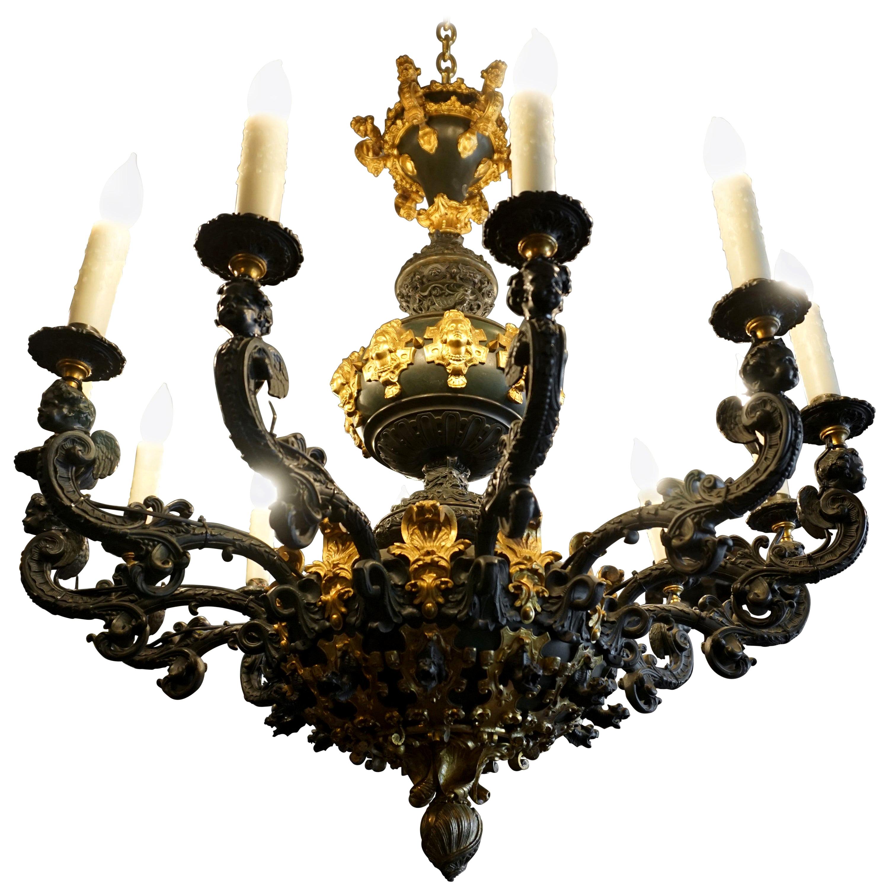 Twelve-Light Baroque Chandelier For Sale