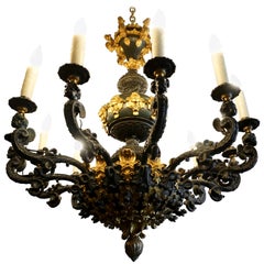 Antique Twelve-Light Baroque Chandelier