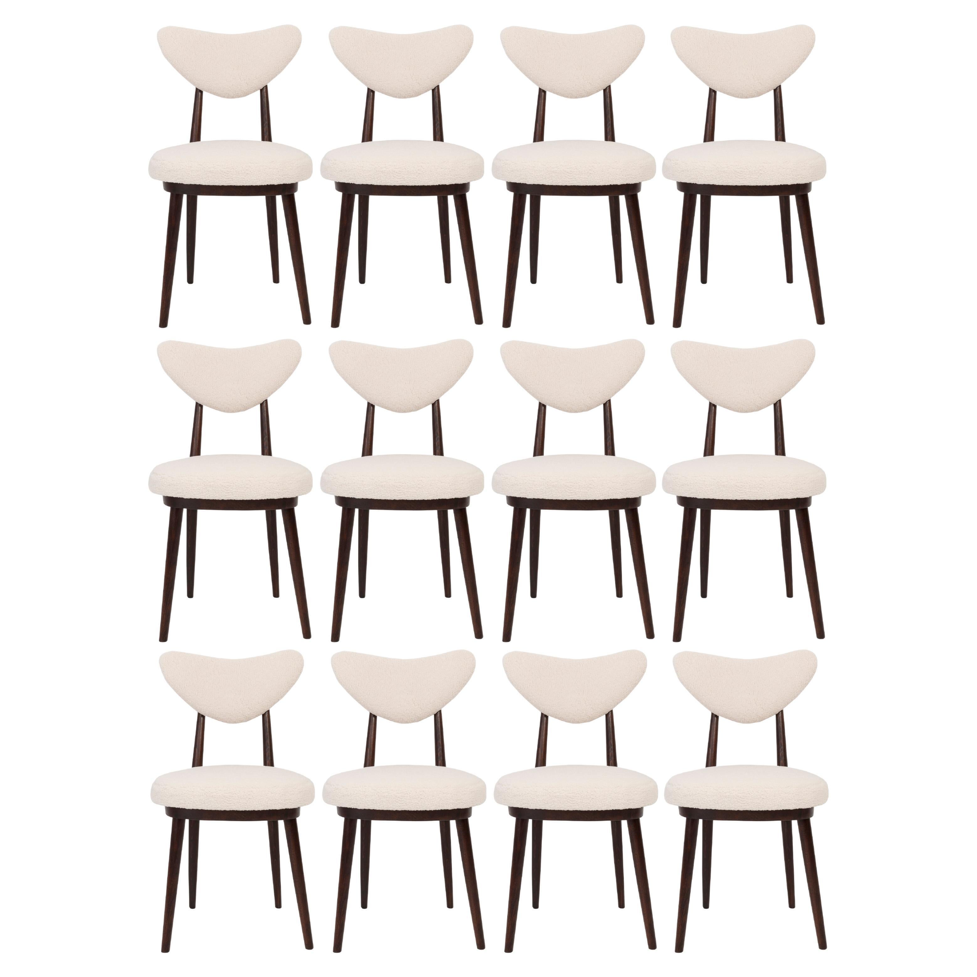Twelve Light Boucle Heart Chairs, Europe, 1960s