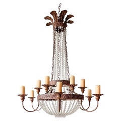 Twelve Light Iron and Crystal Chandelier by Niermann Weeks