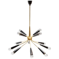 Twelve-Light Italian Sputnik Chandelier in the Manner of Stilnovo