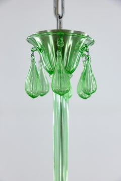 Twelve-Light Ribbed Glass Murano Chandelier in Spring Green, 2026, In Stock