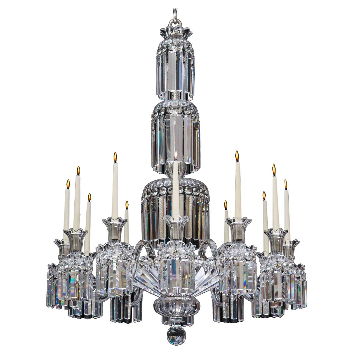 Twelve-Light William IV Crystal Chandelier Attributed to Perry & Co For Sale