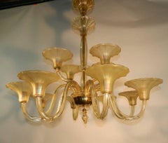 Twelve Lights Art Deco Chandelier in Yellow Bohemian Crystal, circa 1930