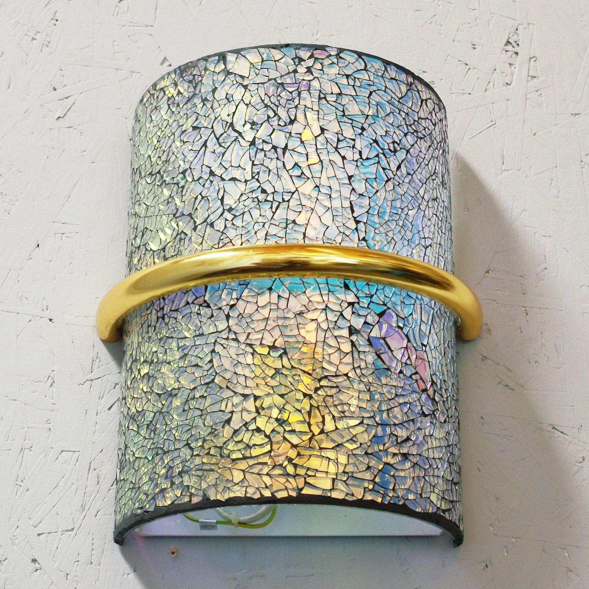 Italian Twelve Limited Edition Sconces with Crackled Iridescent Glass, 1990s For Sale