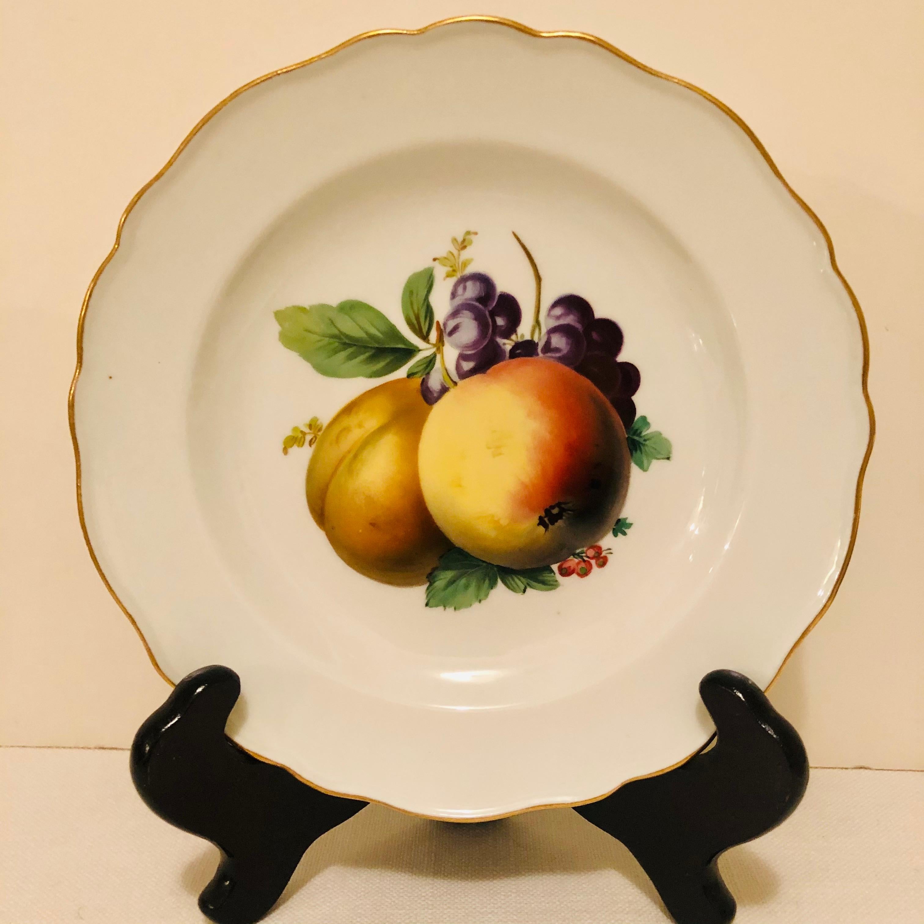 Twelve Meissen Dessert Plates, Each with Museum Quality Paintings of Fruits For Sale 2