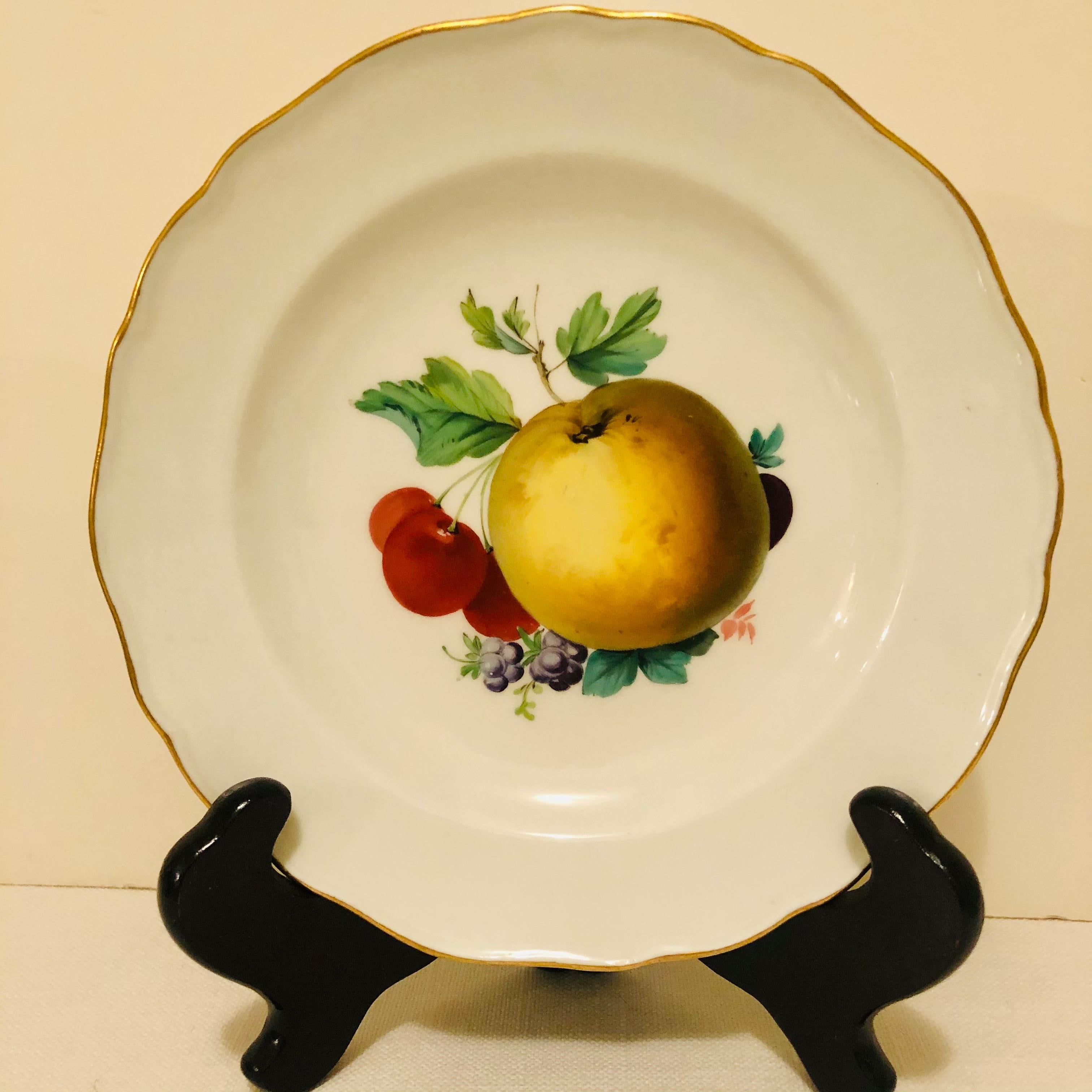 Twelve Meissen Dessert Plates, Each with Museum Quality Paintings of Fruits For Sale 3