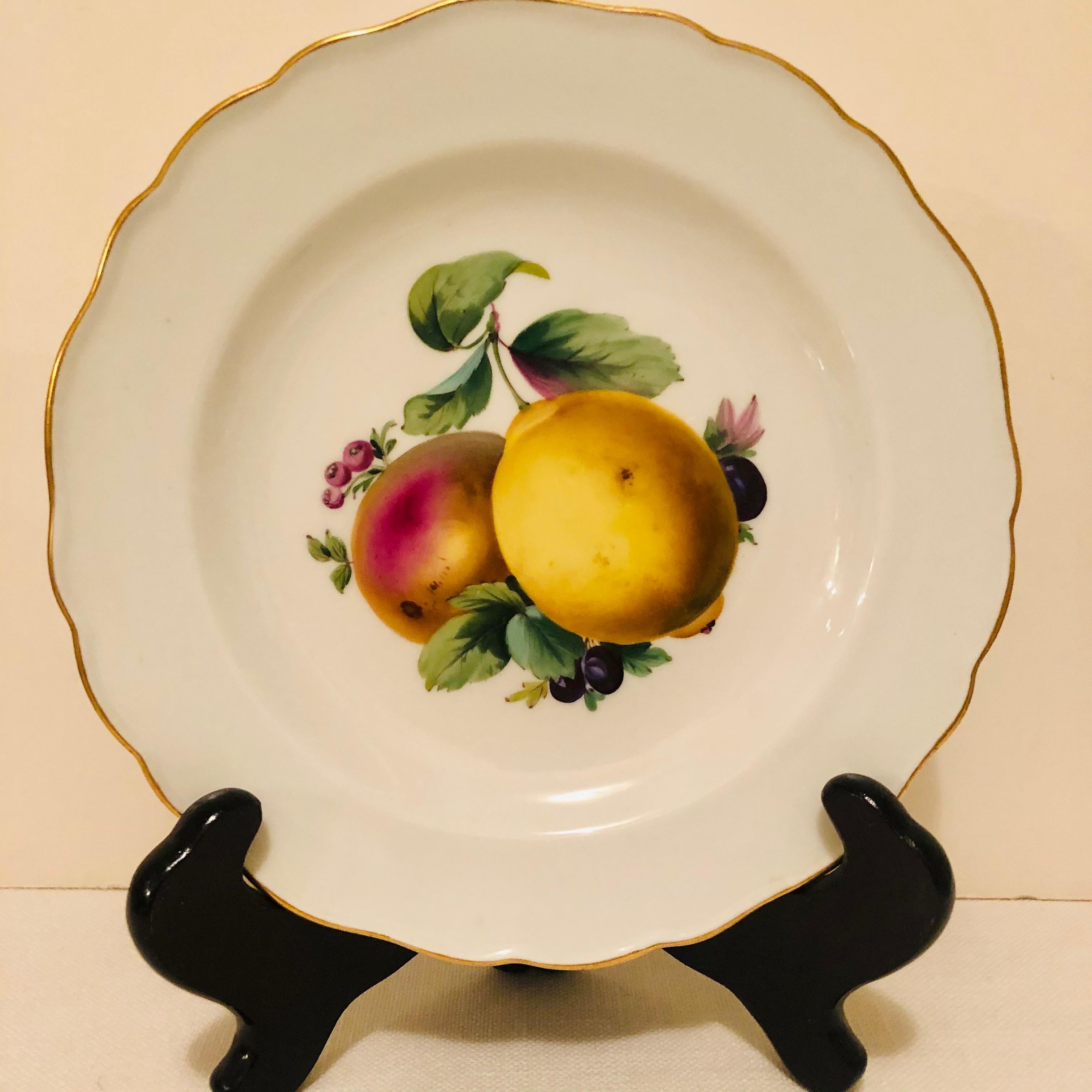 Twelve Meissen Dessert Plates, Each with Museum Quality Paintings of Fruits For Sale 4
