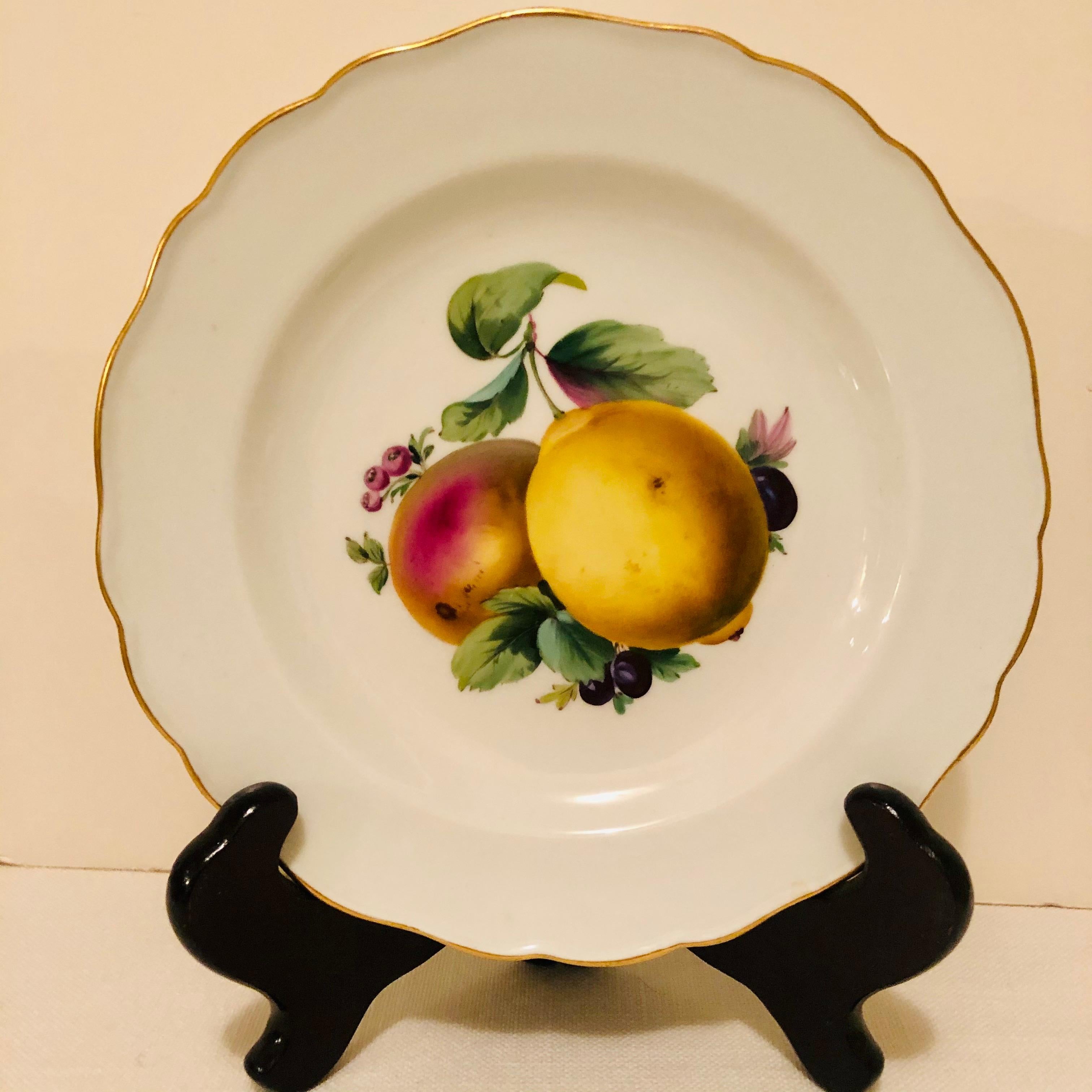 Twelve Meissen Dessert Plates, Each with Museum Quality Paintings of Fruits For Sale 5