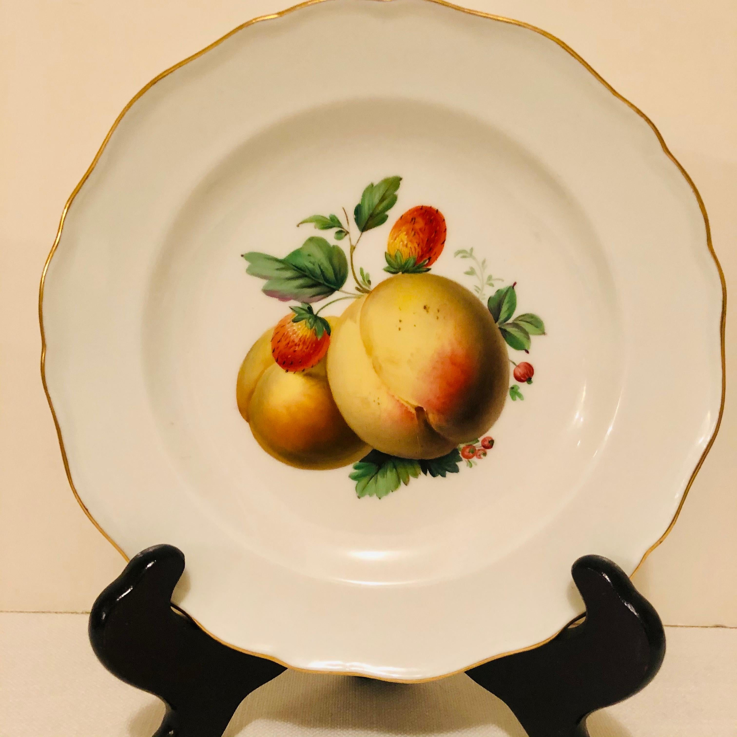Twelve Meissen Dessert Plates, Each with Museum Quality Paintings of Fruits For Sale 6