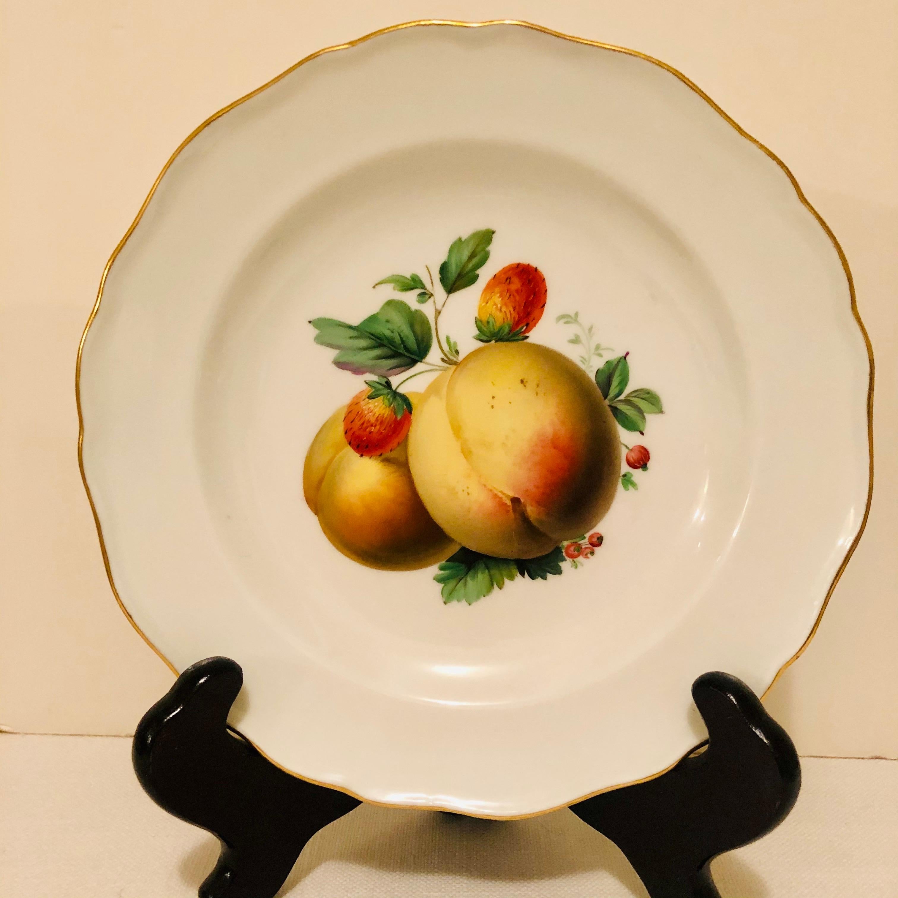 Twelve Meissen Dessert Plates, Each with Museum Quality Paintings of Fruits For Sale 7