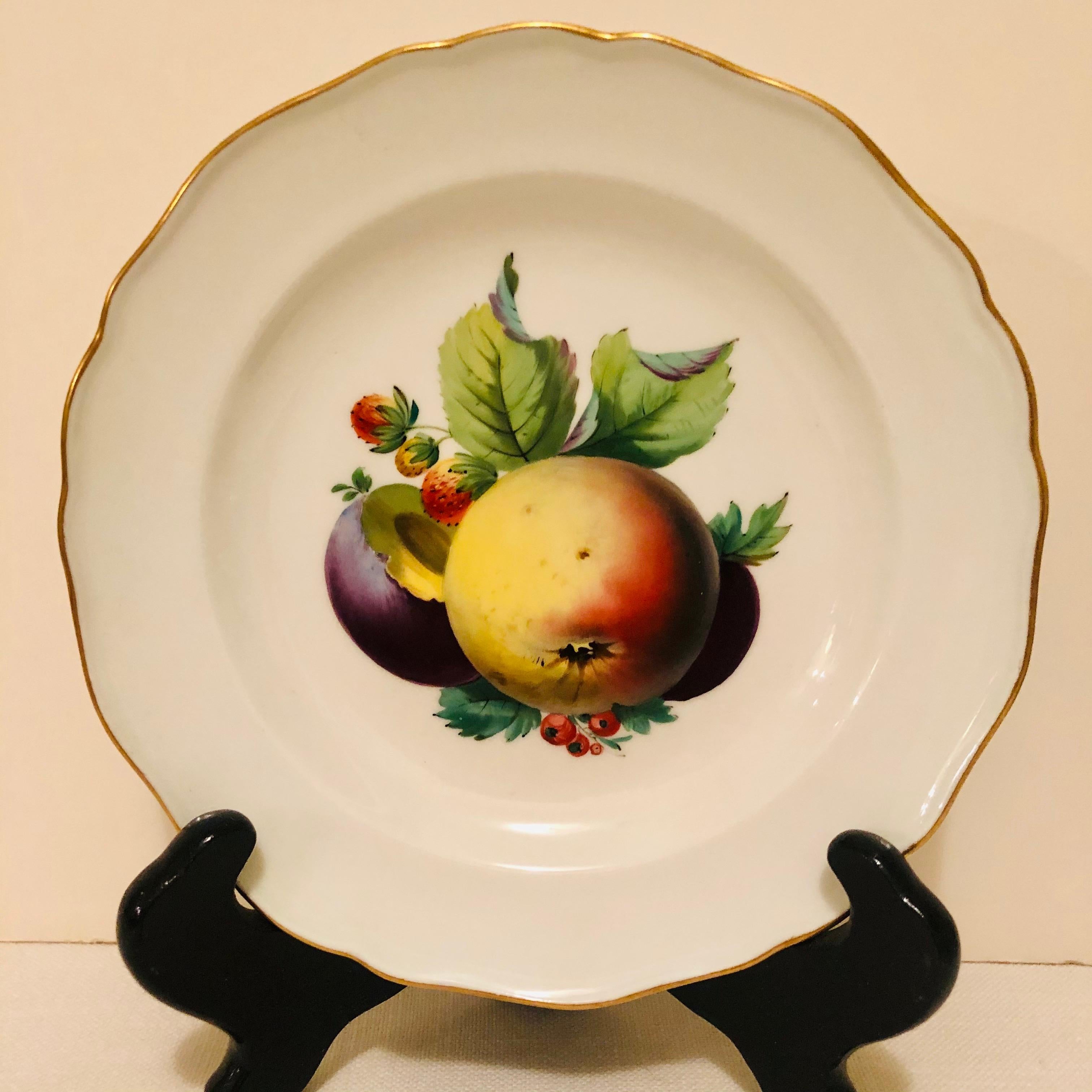 Twelve Meissen Dessert Plates, Each with Museum Quality Paintings of Fruits For Sale 8