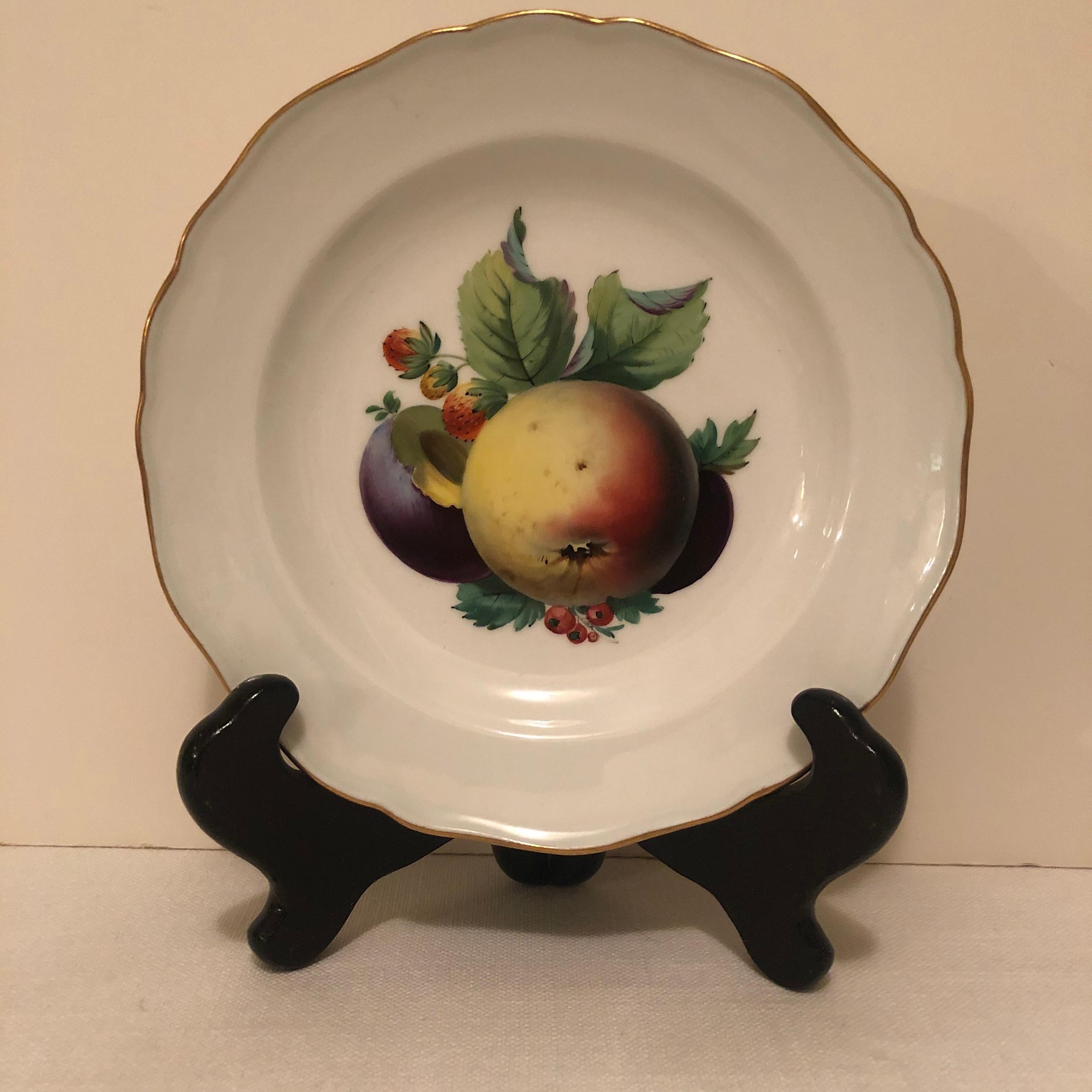 Twelve Meissen Dessert Plates, Each with Museum Quality Paintings of Fruits For Sale 9