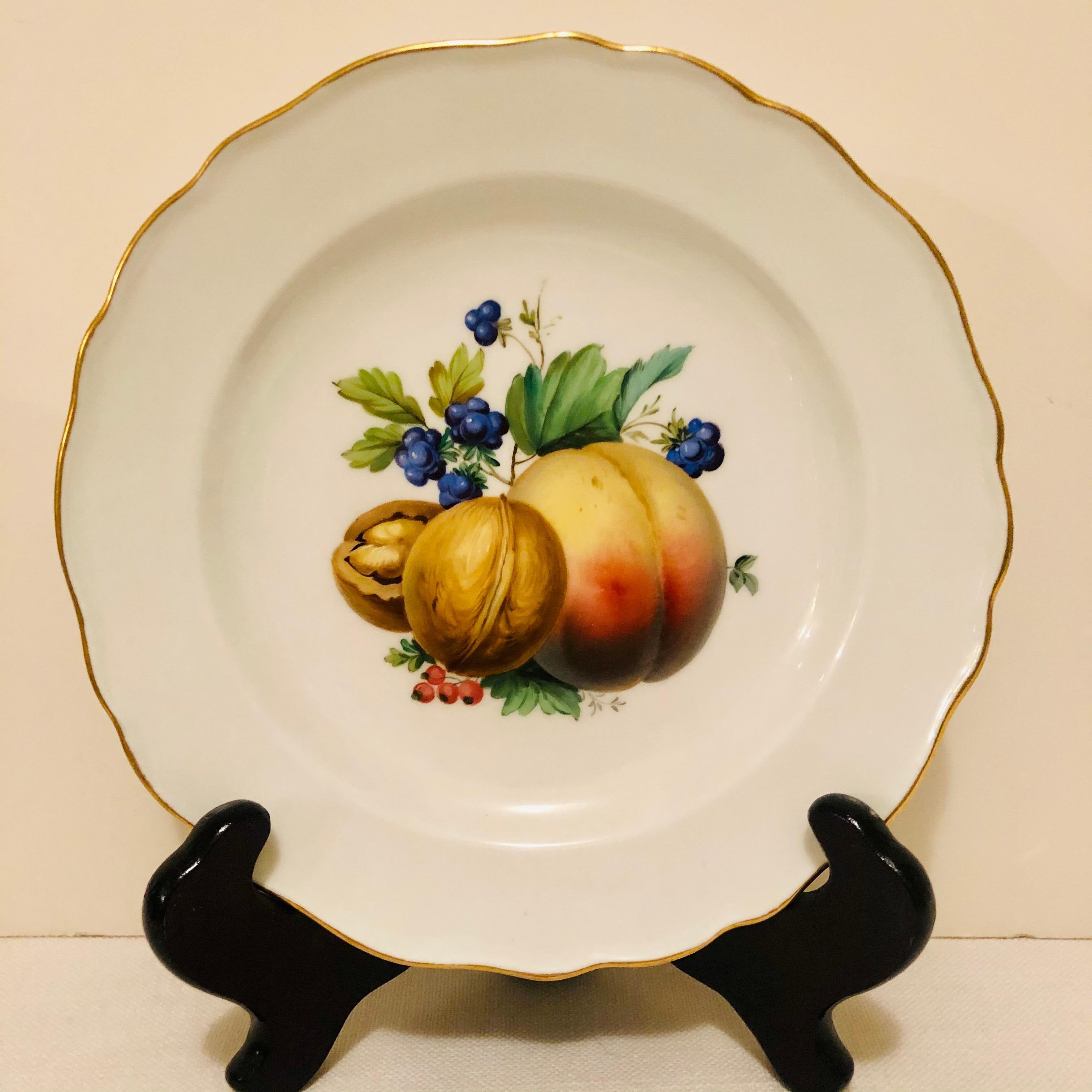 Victorian Twelve Meissen Dessert Plates, Each with Museum Quality Paintings of Fruits For Sale
