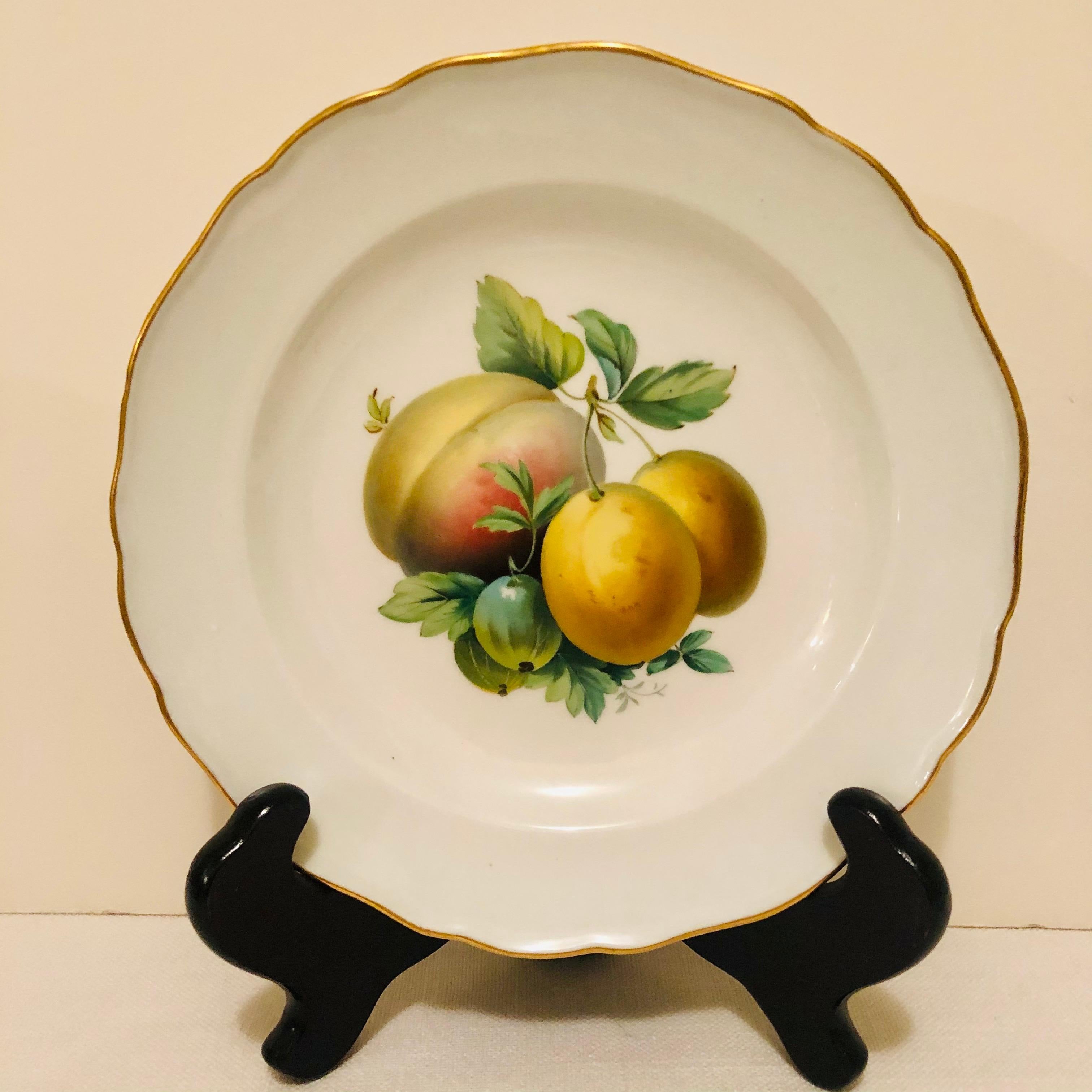 German Twelve Meissen Dessert Plates, Each with Museum Quality Paintings of Fruits For Sale