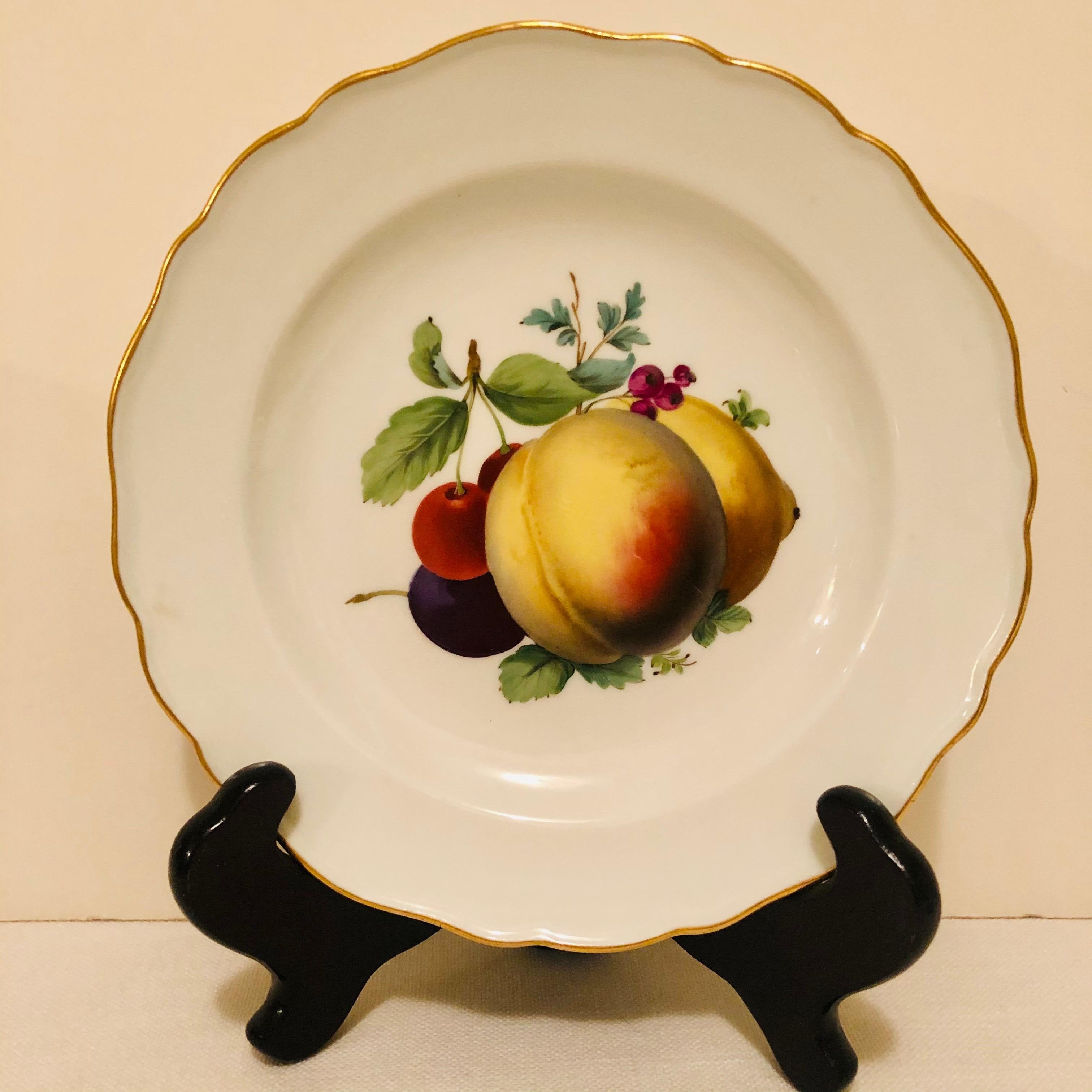 Hand-Painted Twelve Meissen Dessert Plates, Each with Museum Quality Paintings of Fruits For Sale