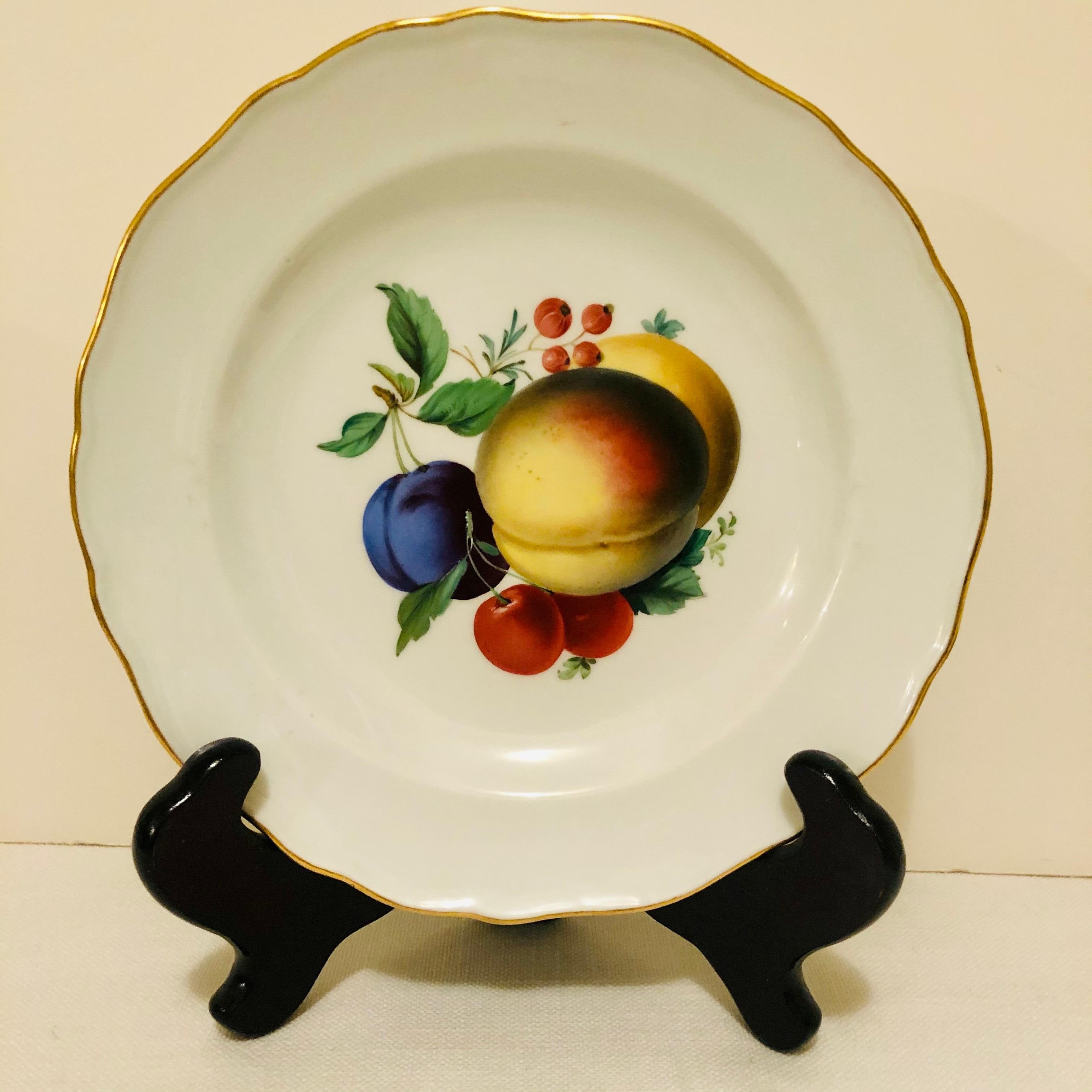 Twelve Meissen Dessert Plates, Each with Museum Quality Paintings of Fruits In Good Condition For Sale In Boston, MA