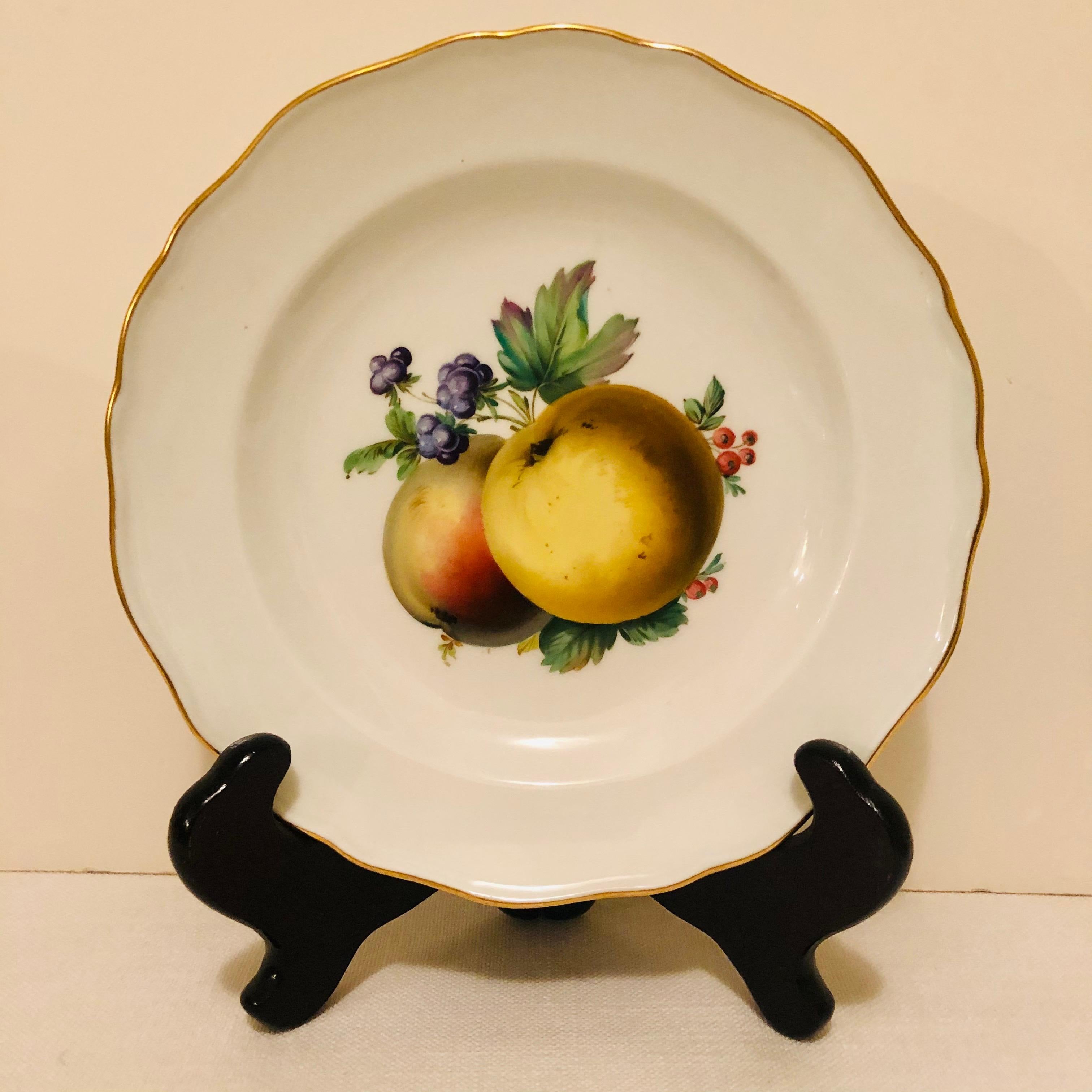 Late 19th Century Twelve Meissen Dessert Plates, Each with Museum Quality Paintings of Fruits For Sale
