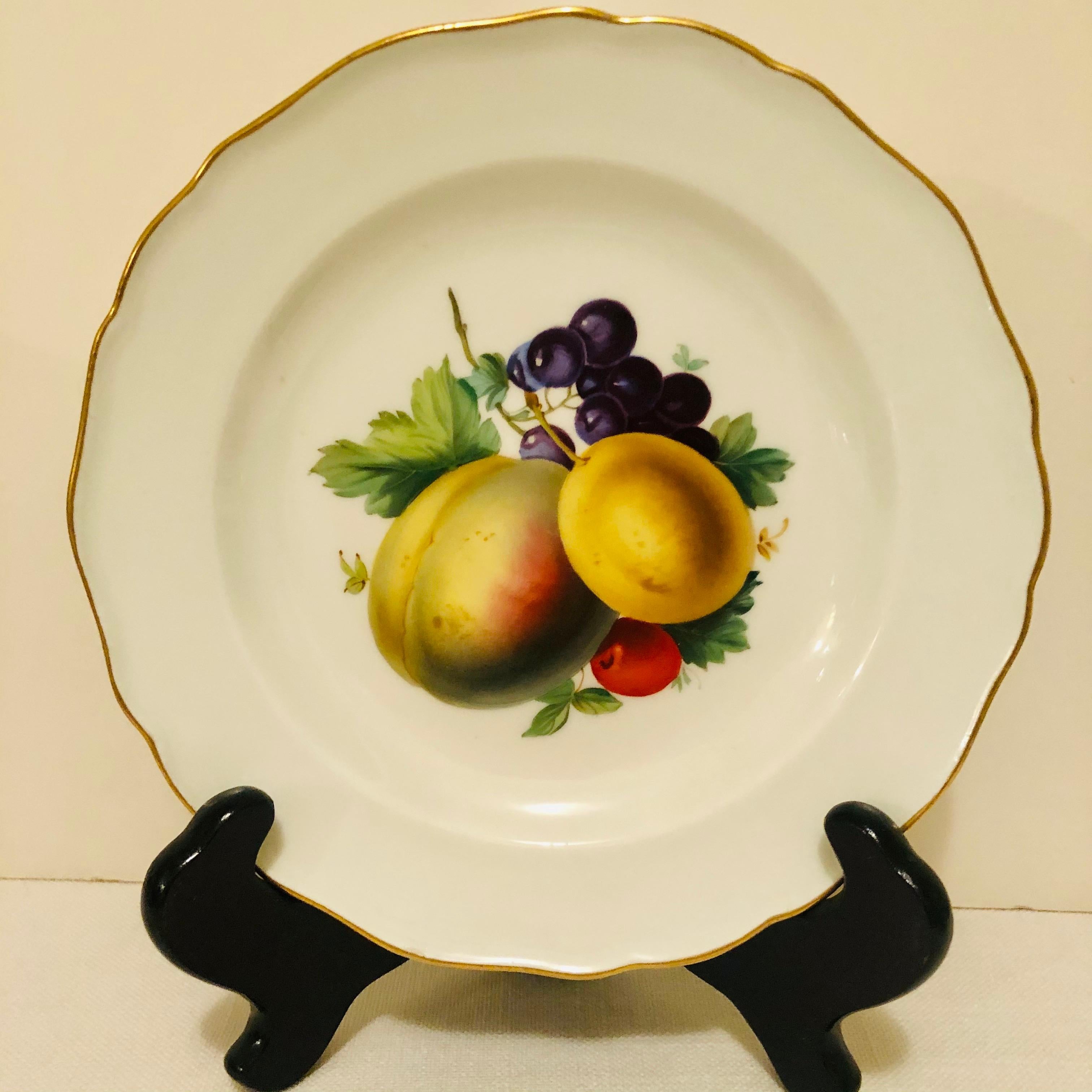 Twelve Meissen Dessert Plates, Each with Museum Quality Paintings of Fruits For Sale 1