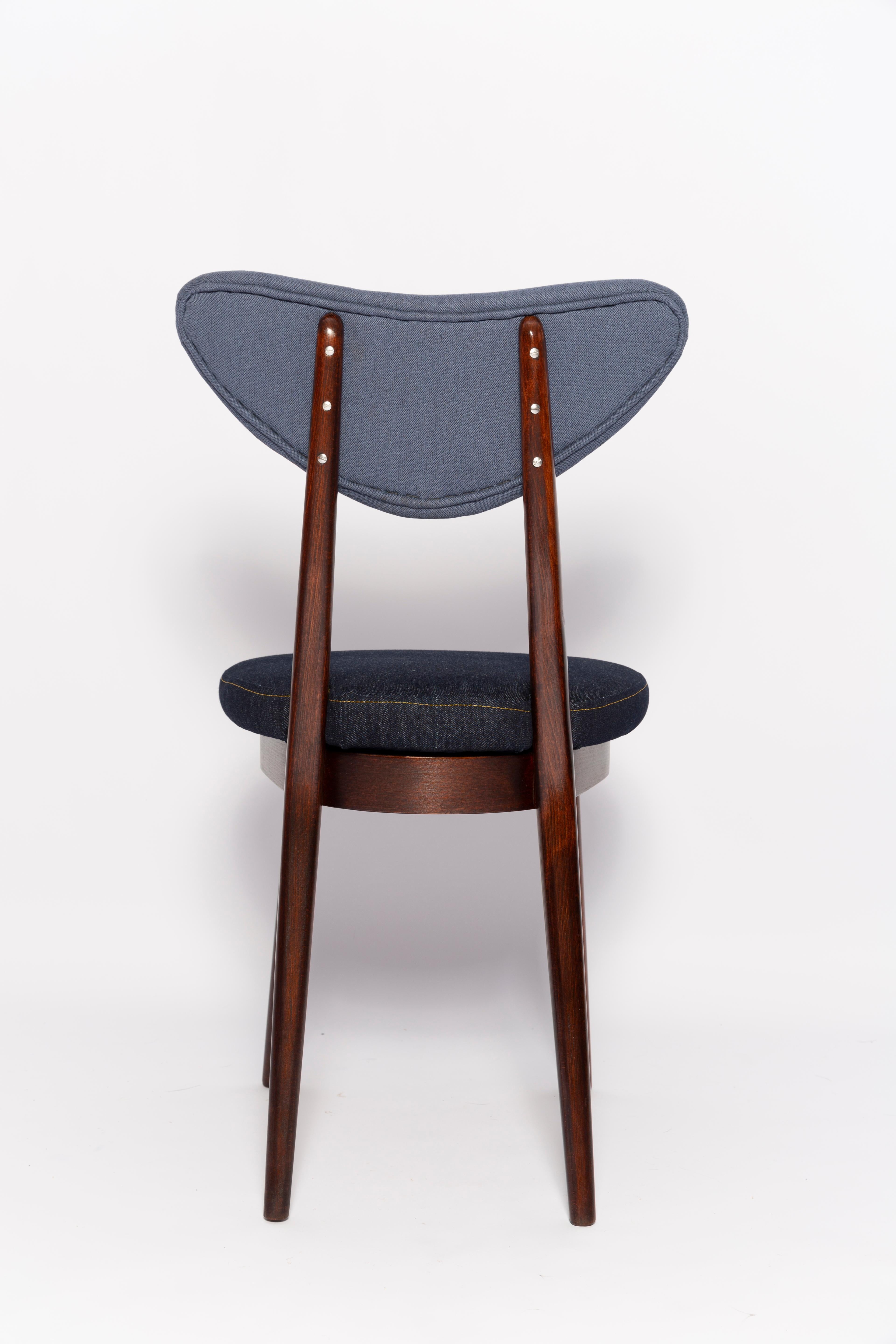 Velours Douze chaises à cœurs en jean bleu foncé et moyen du milieu du siècle dernier, Europe, années 1960 en vente