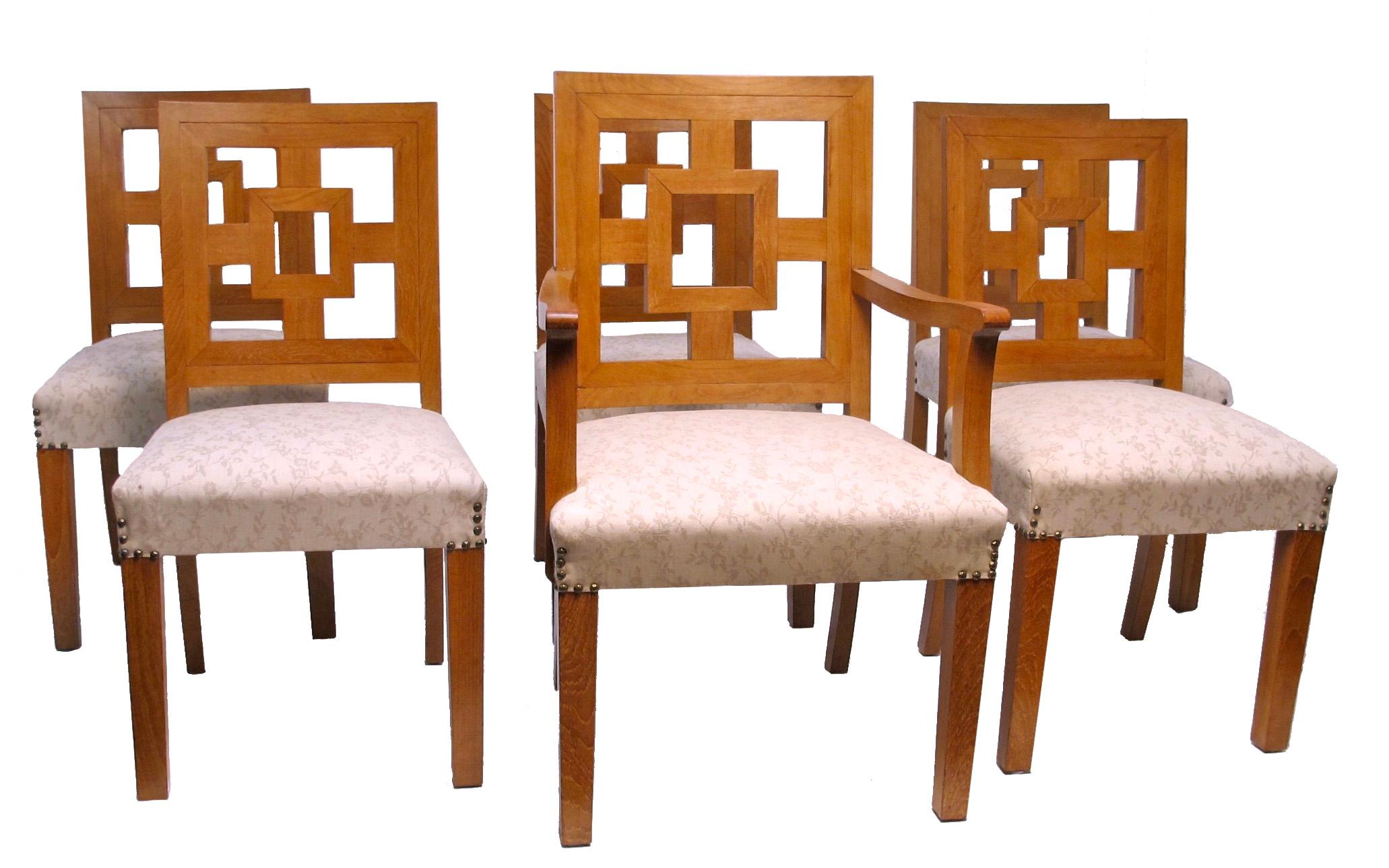 Indonesian Eight Modernist Dining Chairs In The Manner of Francis Jourdain