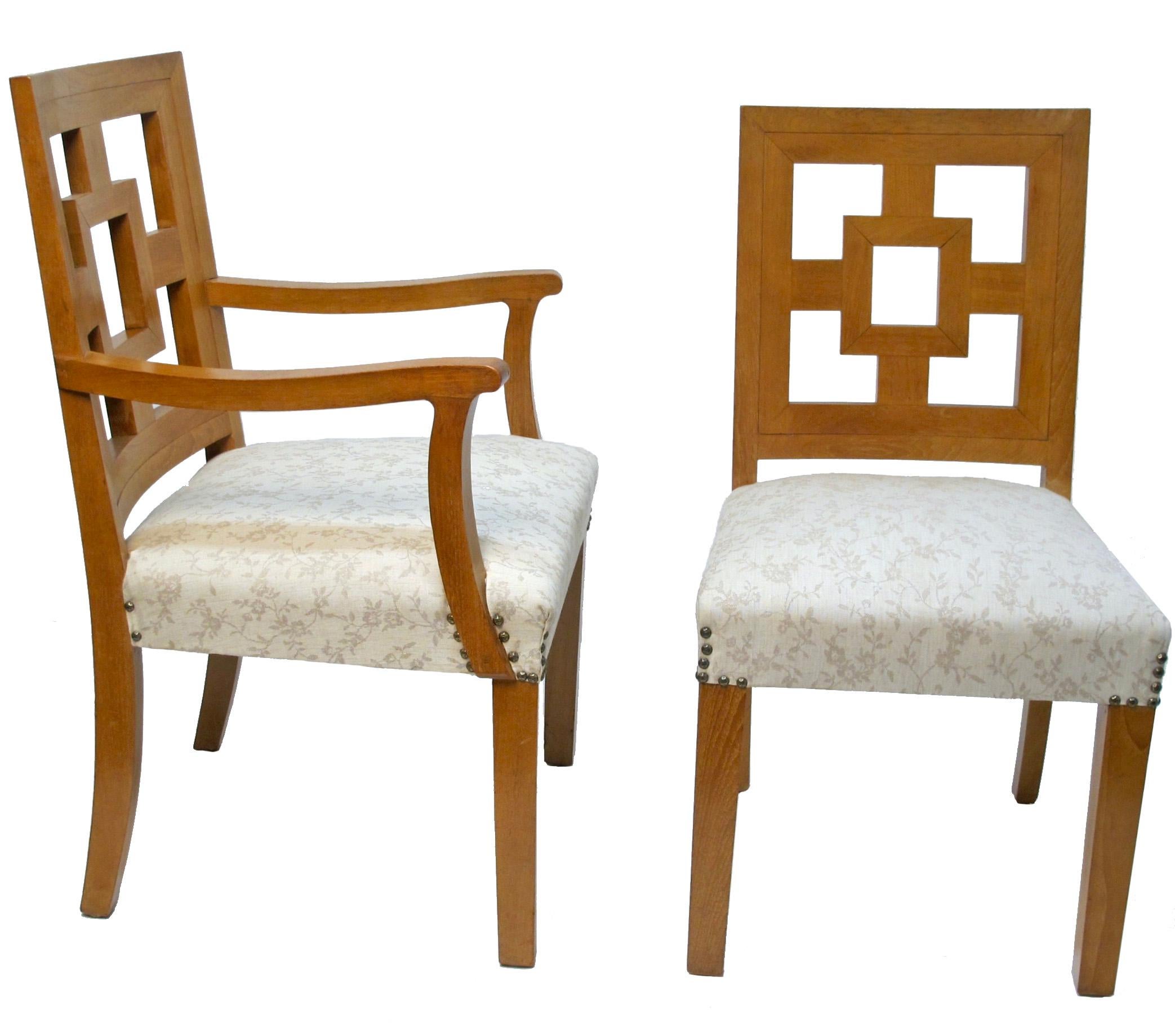 Hand-Carved Eight Modernist Dining Chairs In The Manner of Francis Jourdain