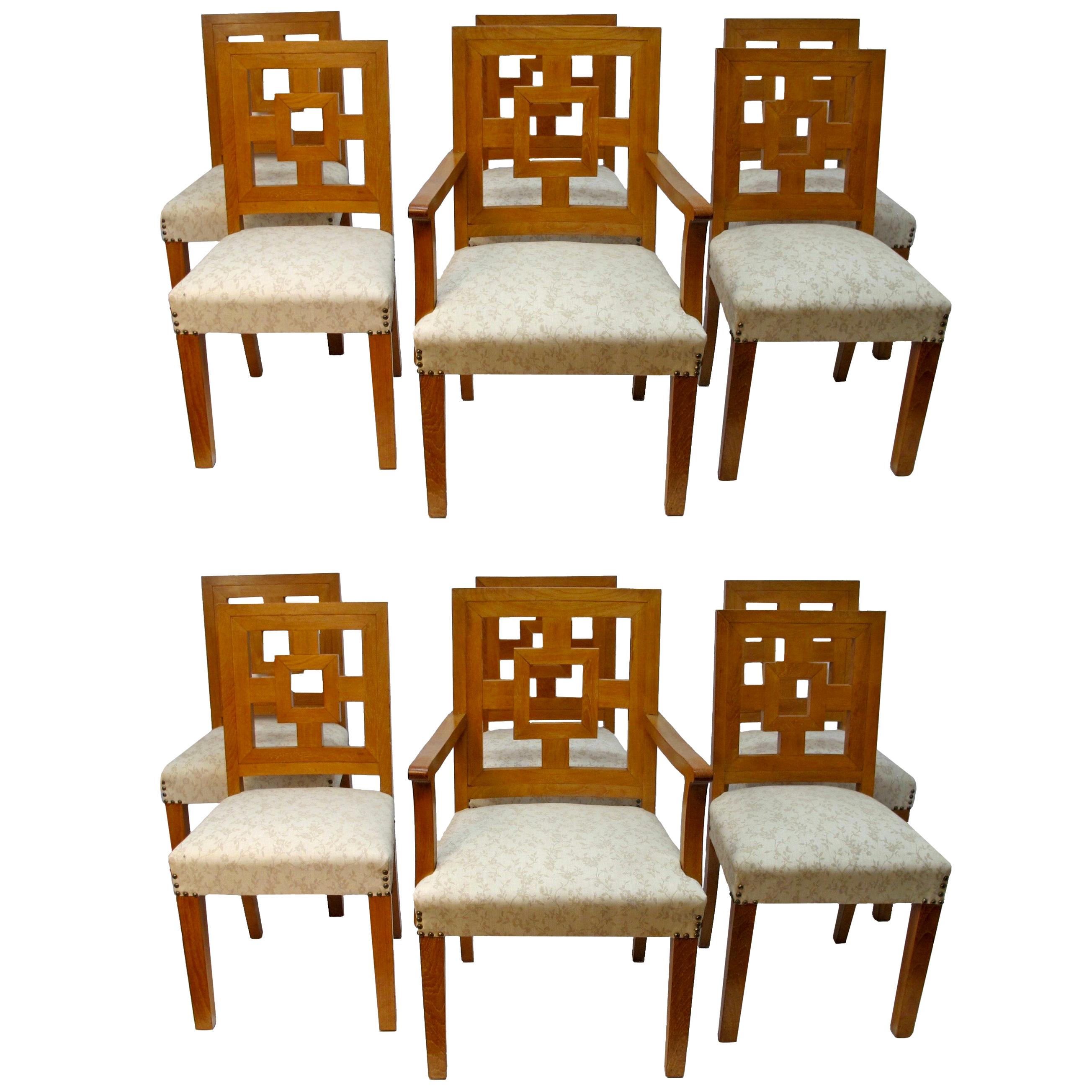 Eight Modernist Dining Chairs In The Manner of Francis Jourdain