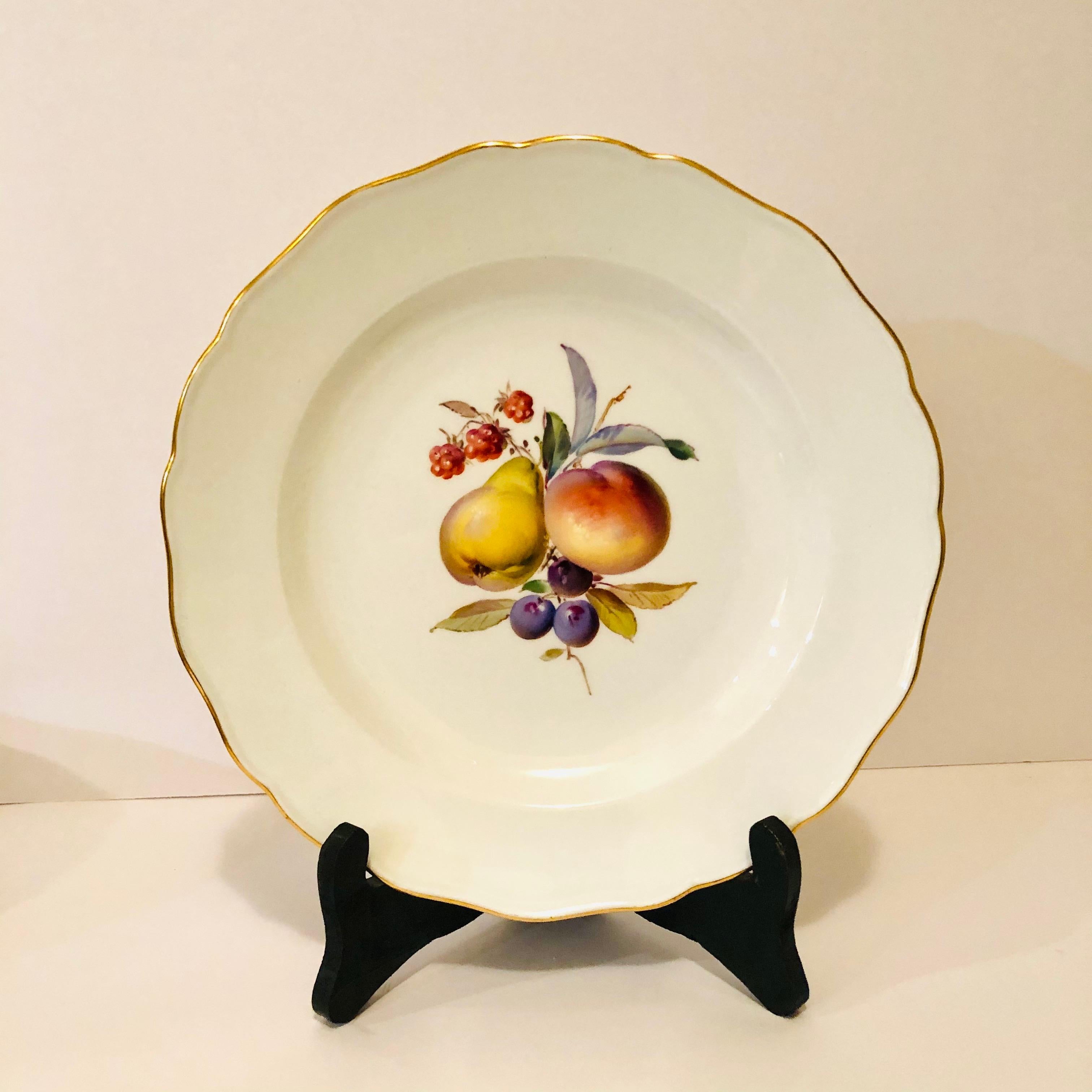 Twelve Museum Quality Meissen Dinner Plates Each Painted with Different Fruits For Sale 2