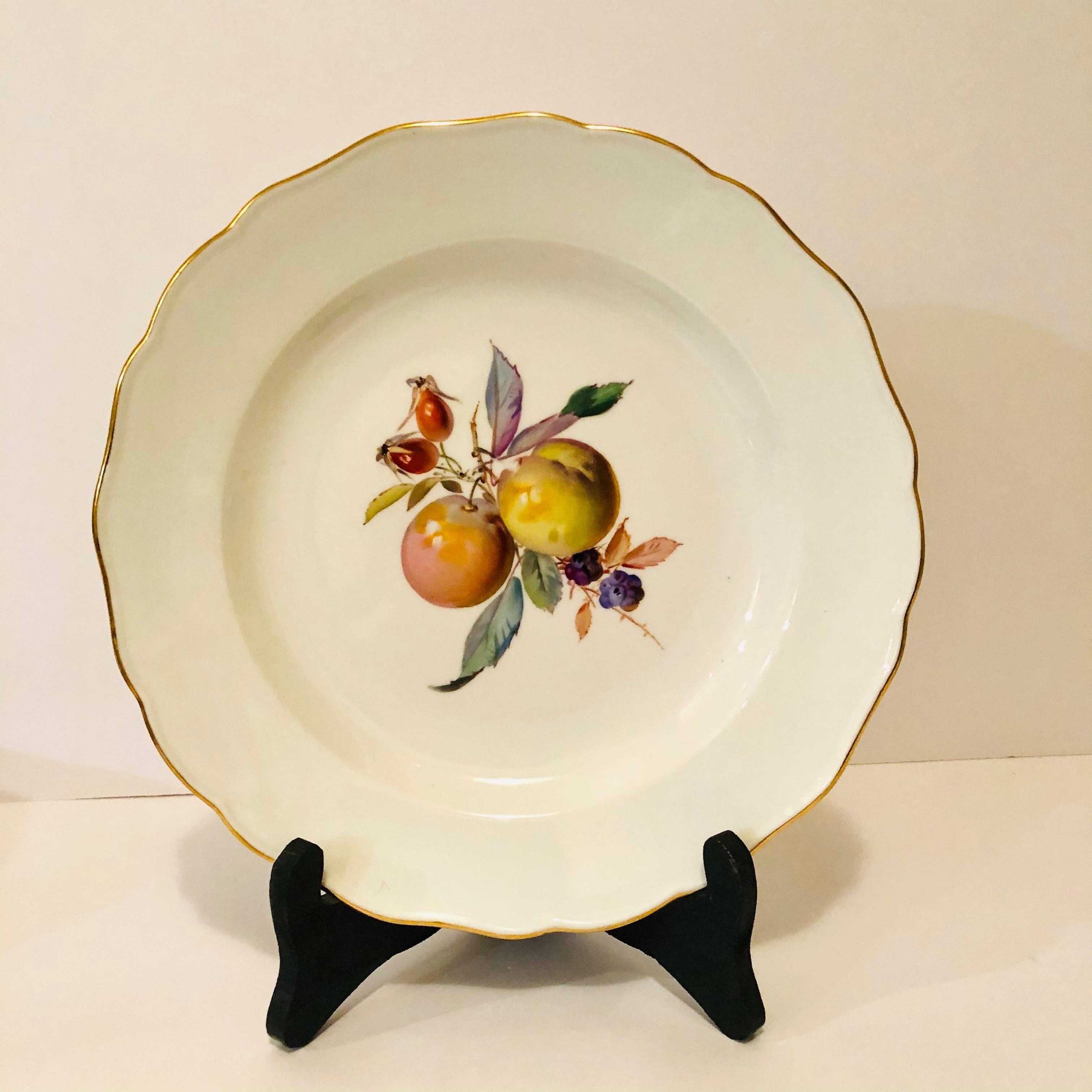 Twelve Museum Quality Meissen Dinner Plates Each Painted with Different Fruits For Sale 3