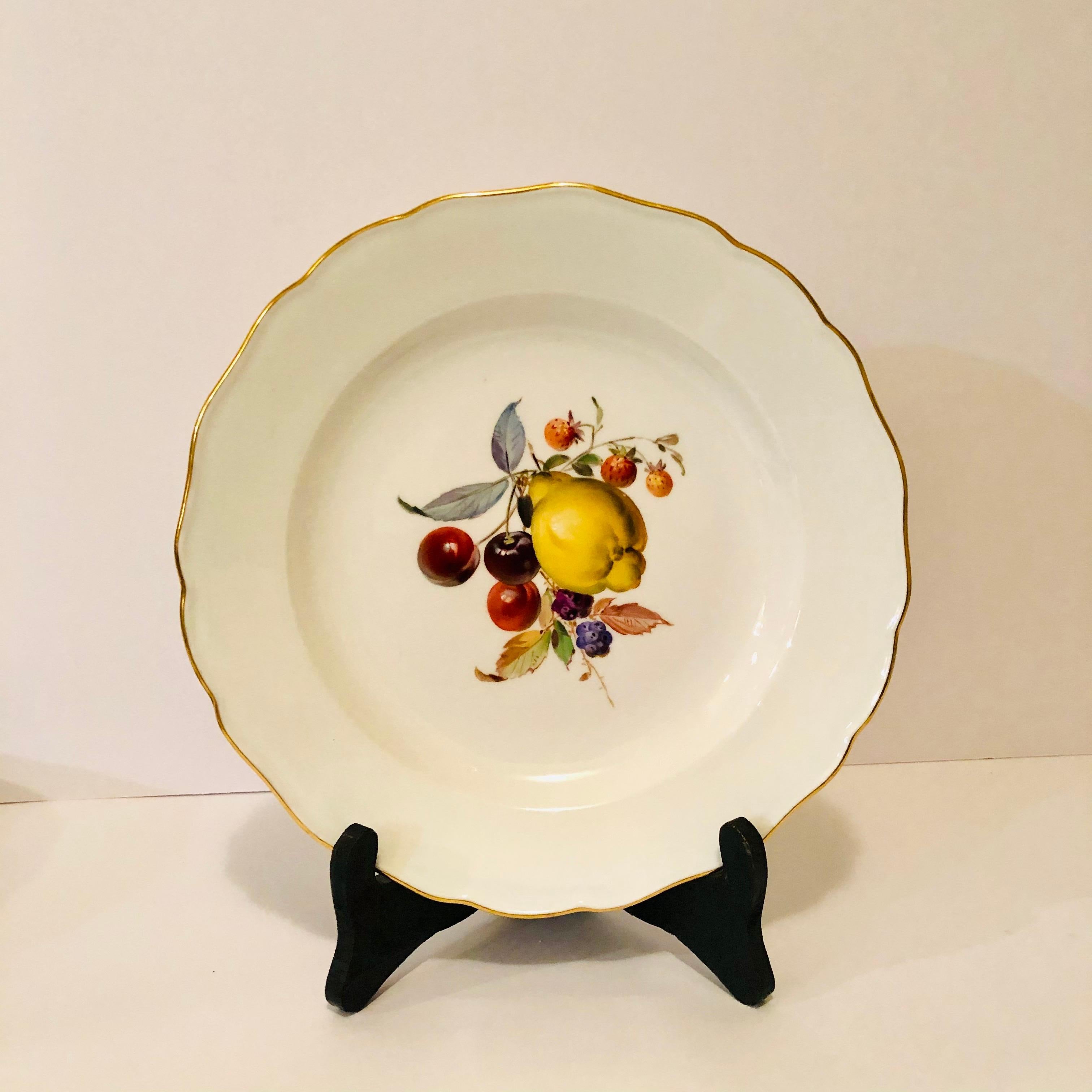 Twelve Museum Quality Meissen Dinner Plates Each Painted with Different Fruits For Sale 4