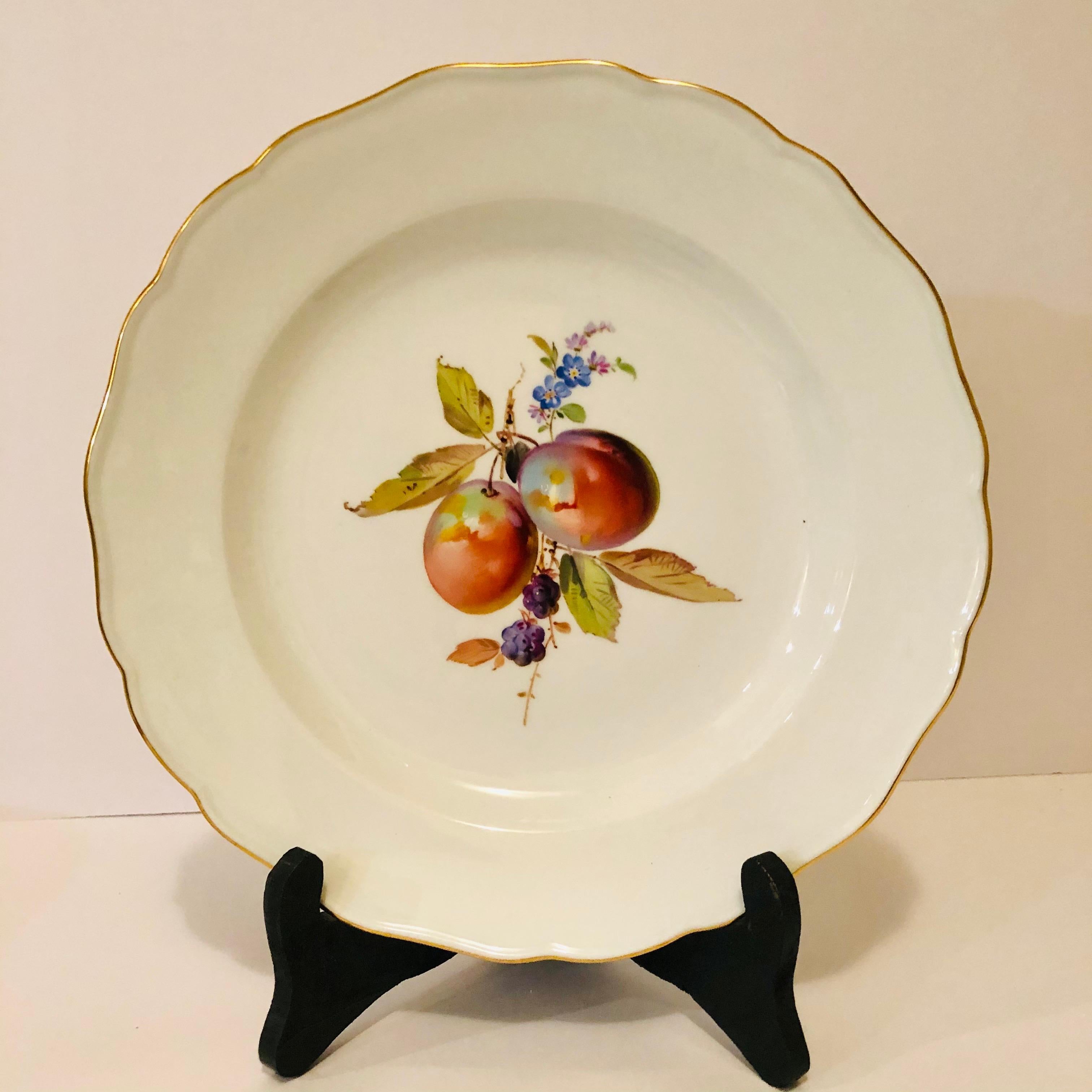 Twelve Museum Quality Meissen Dinner Plates Each Painted with Different Fruits For Sale 5
