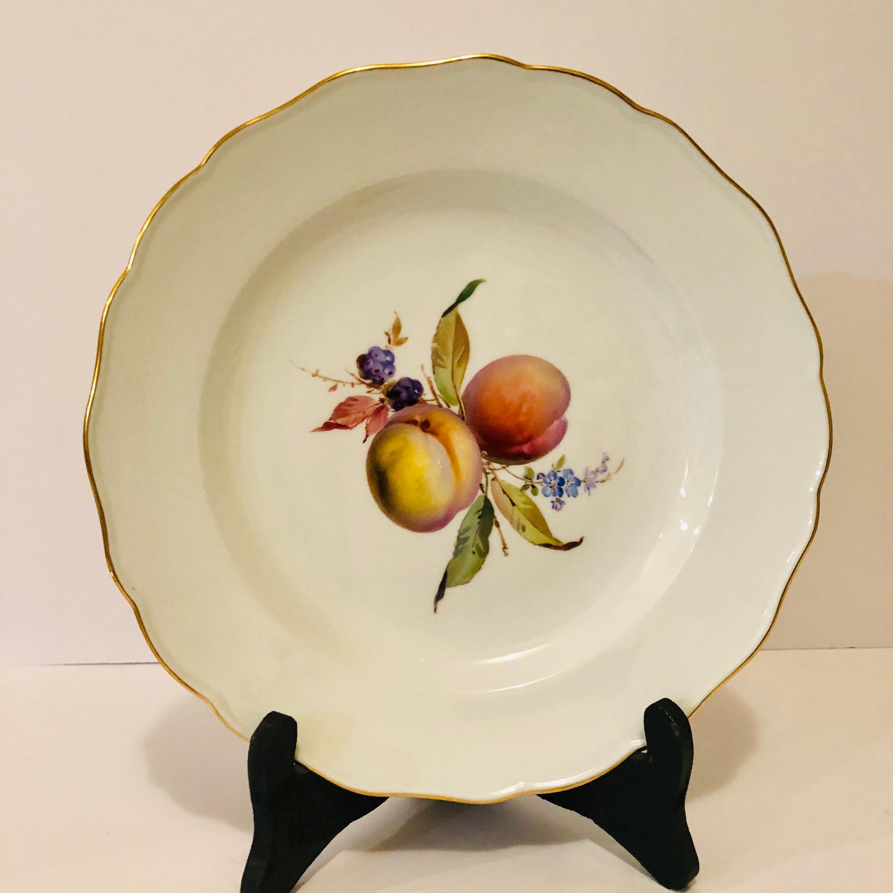 Twelve Museum Quality Meissen Dinner Plates Each Painted with Different Fruits For Sale 6