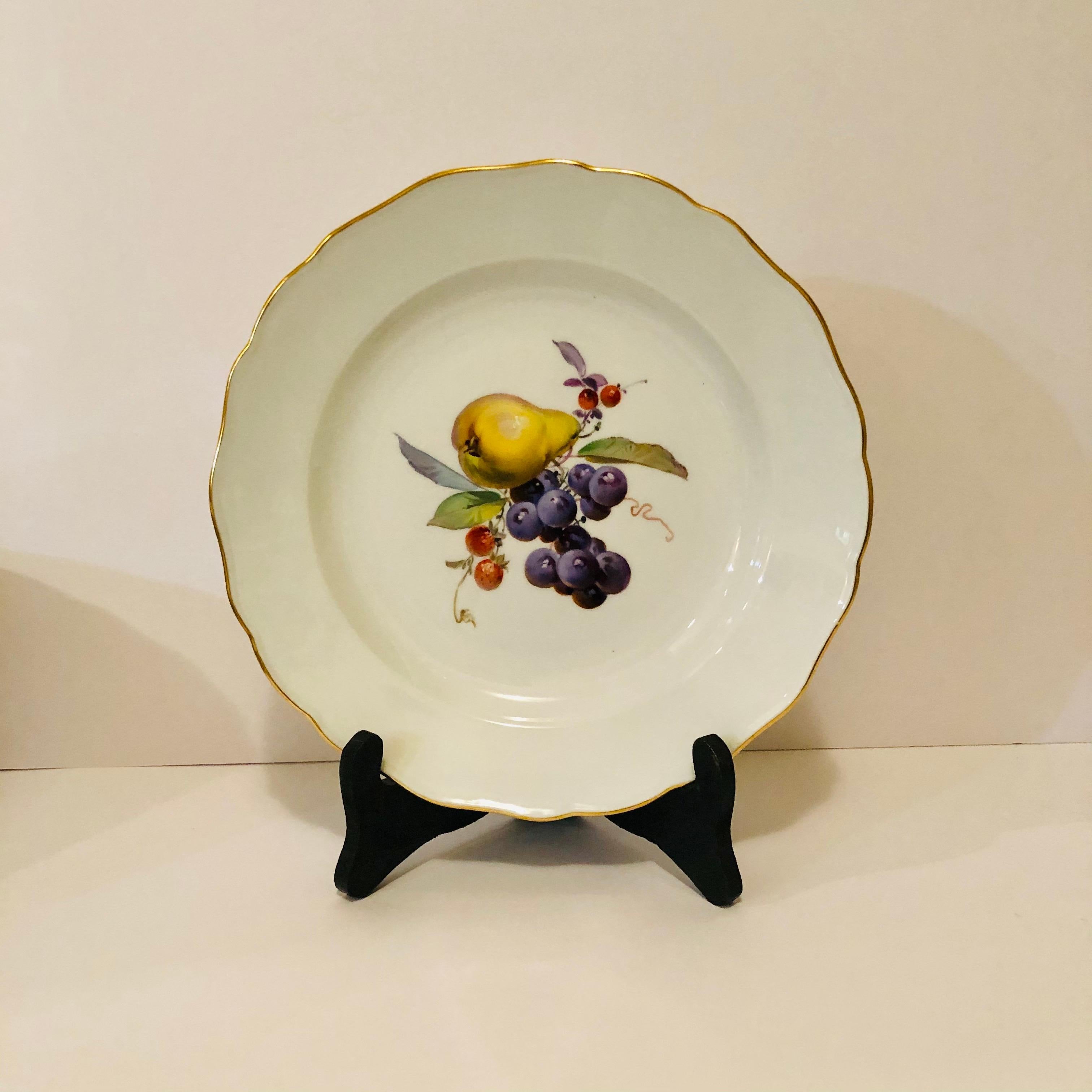 German Twelve Museum Quality Meissen Dinner Plates Each Painted with Different Fruits For Sale