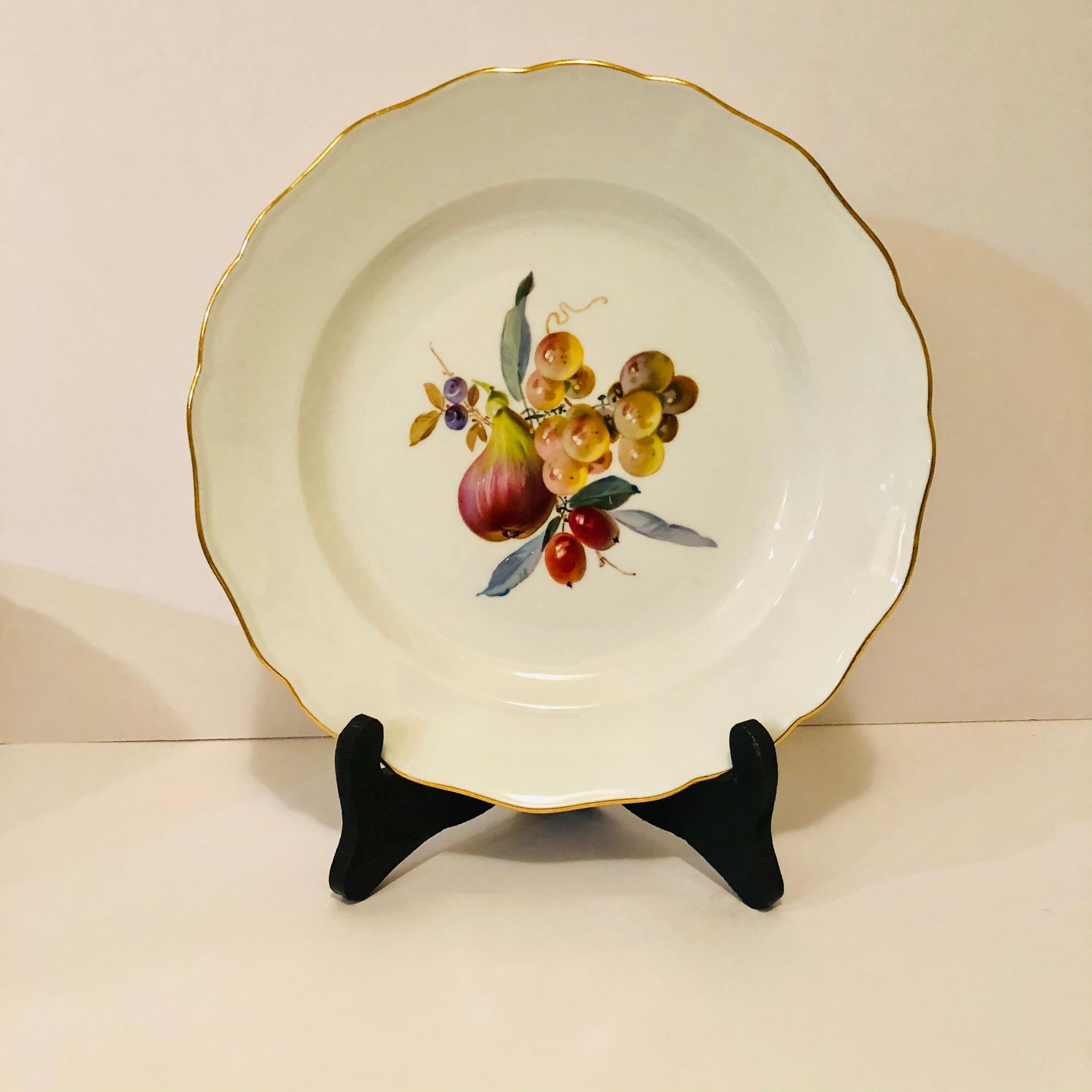 Twelve Museum Quality Meissen Dinner Plates Each Painted with Different Fruits In Good Condition For Sale In Boston, MA