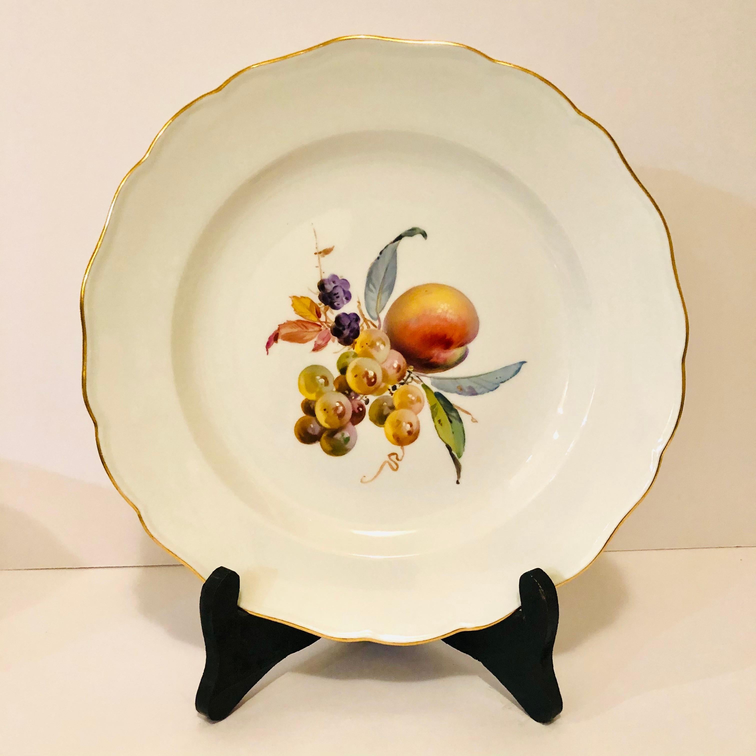Late 19th Century Twelve Museum Quality Meissen Dinner Plates Each Painted with Different Fruits For Sale