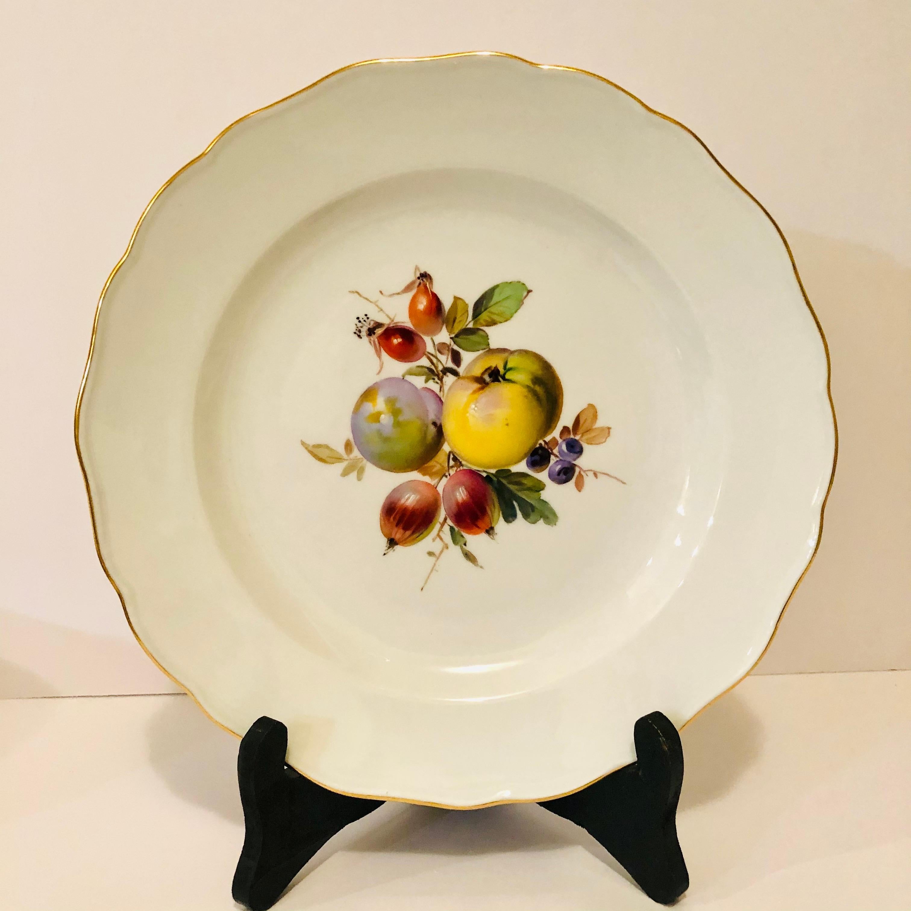 Twelve Museum Quality Meissen Dinner Plates Each Painted with Different Fruits For Sale 1