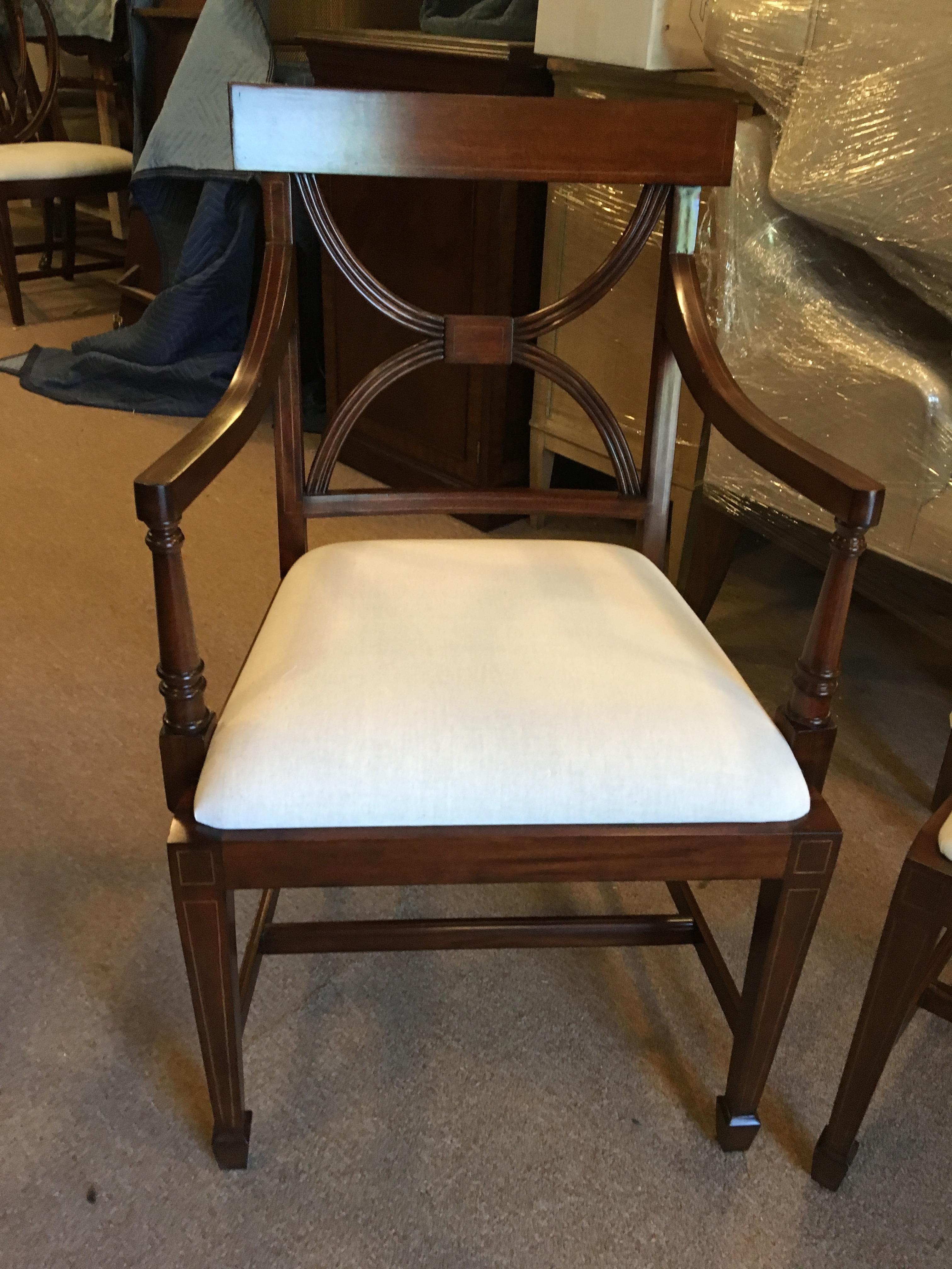 Twelve New Mahogany Adams Style Dining Chairs by Leighton Hall 4