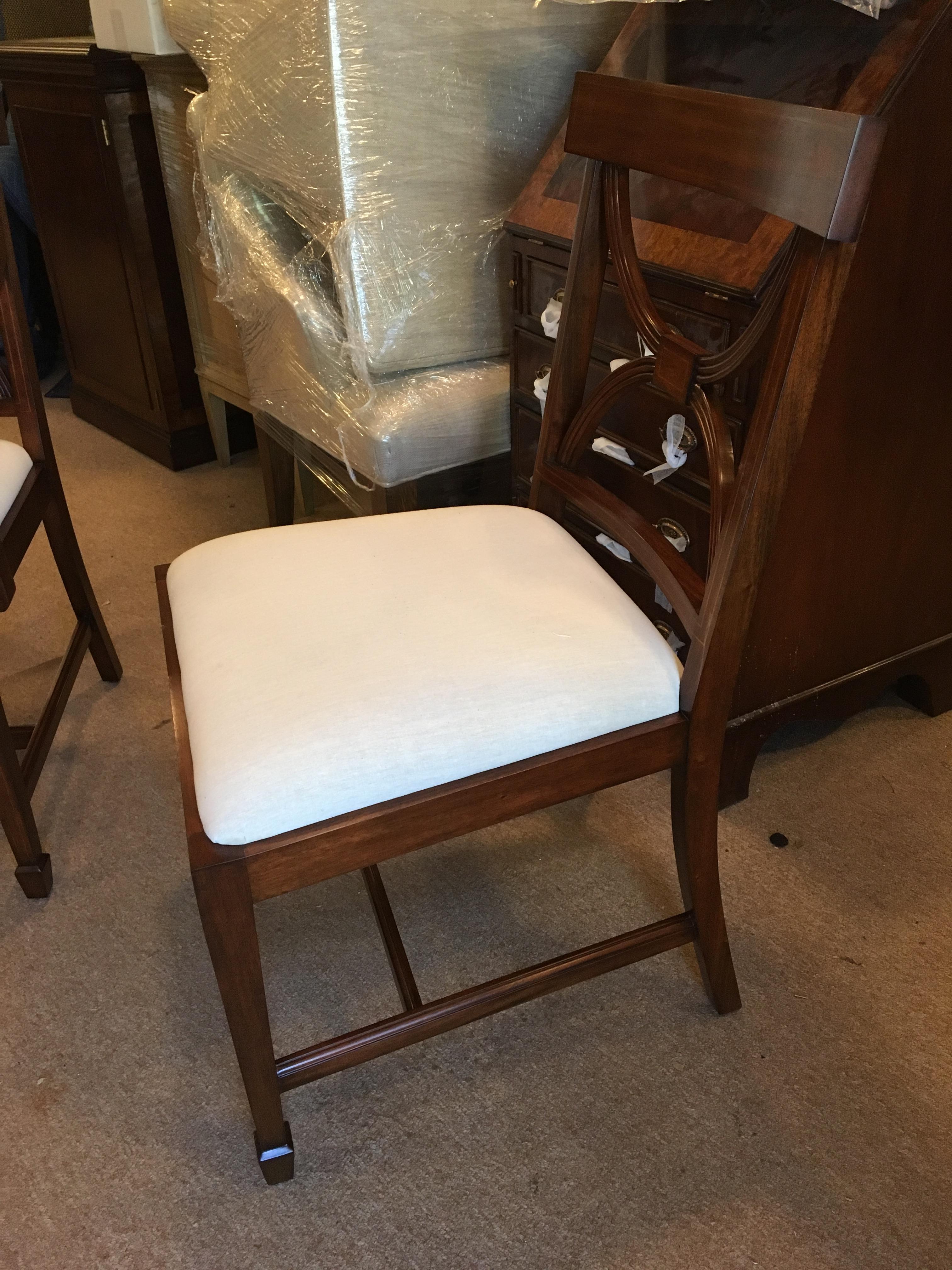 American Twelve New Mahogany Adams Style Dining Chairs by Leighton Hall