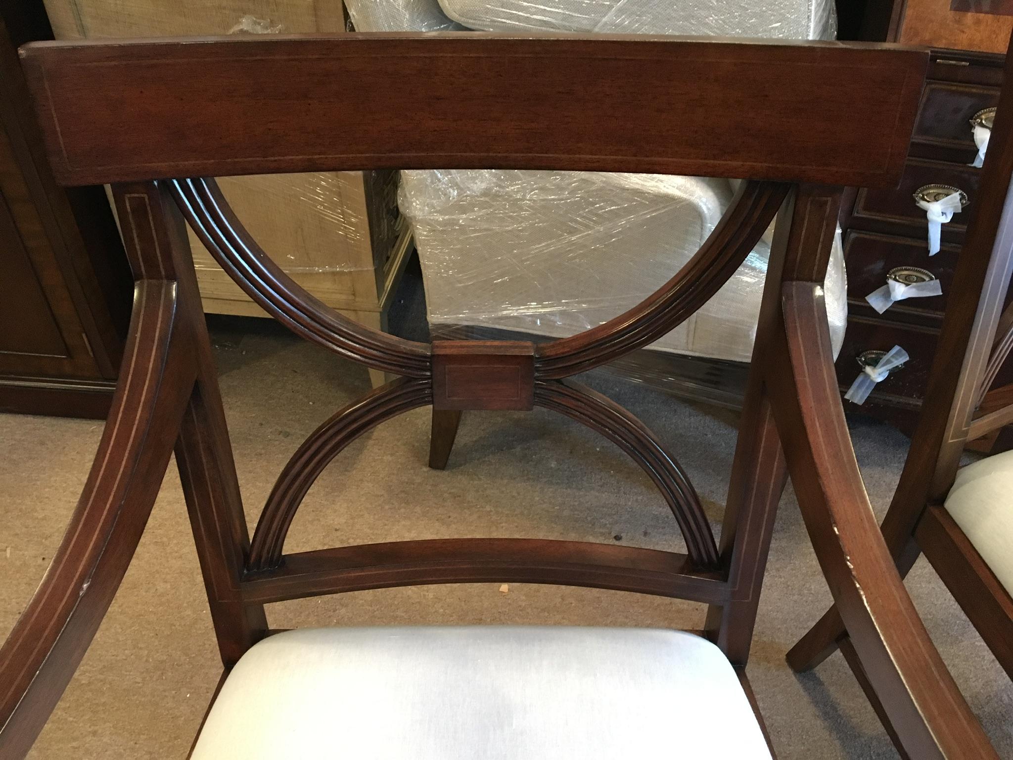 Twelve New Mahogany Adams Style Dining Chairs by Leighton Hall 3