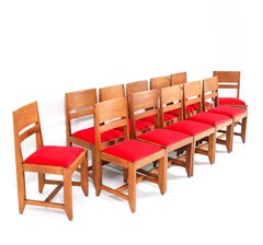 Twelve Oak Art Deco Haagse School Chairs by Henk Wouda for Pander, 1924
