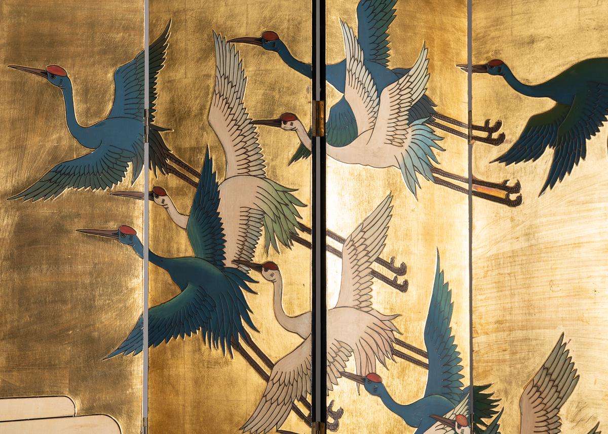 Twelve Panel Folding Screen, Birds in Flight, 20th Century 6