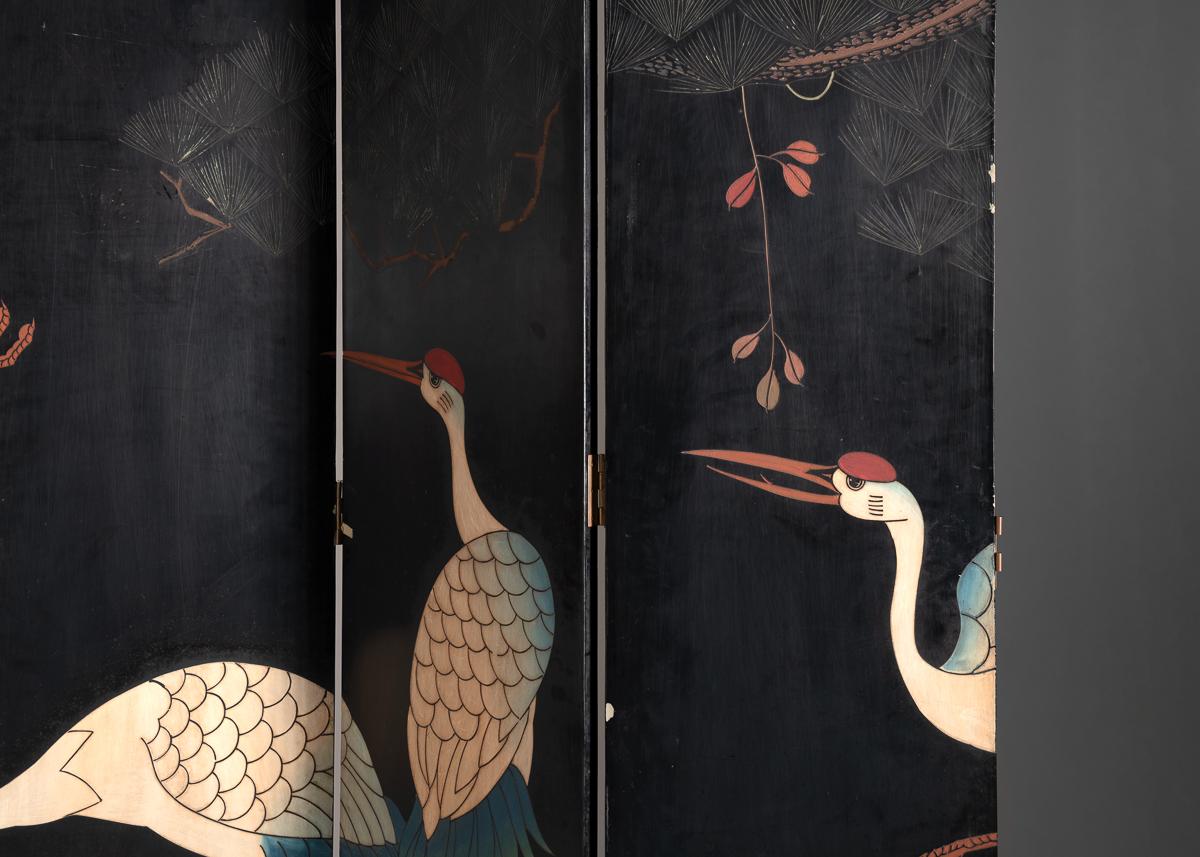 Twelve Panel Folding Screen, Birds in Flight, 20th Century 1