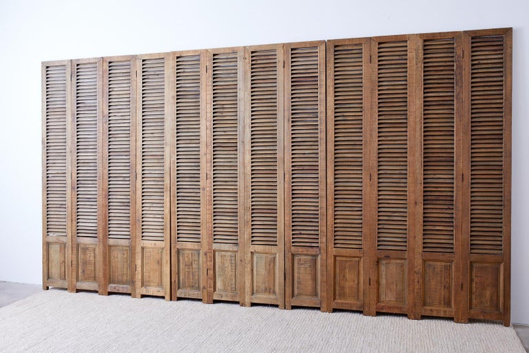 TwelvePanel Pine Louvered Shutter Folding Screen at 1stDibs louvered